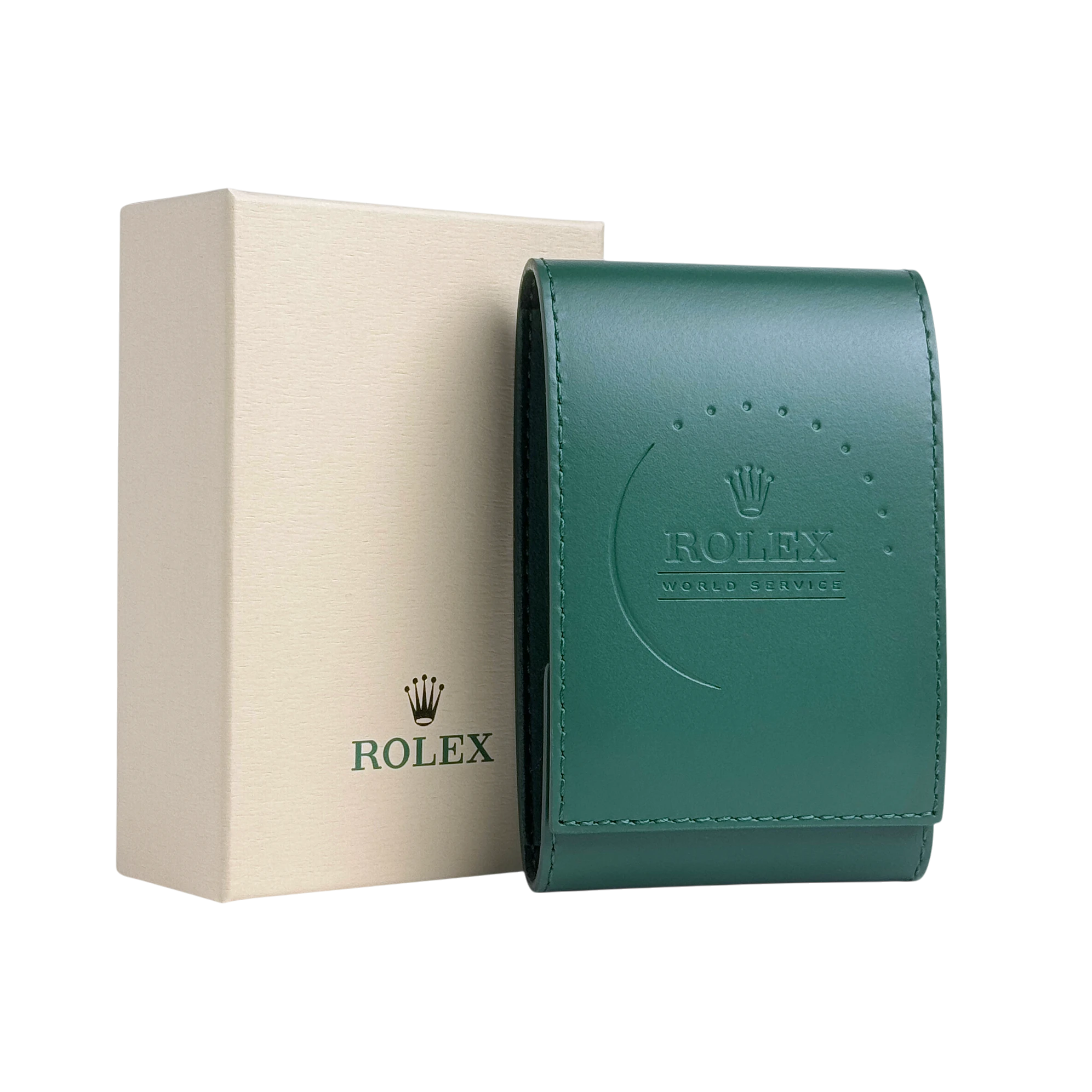 Rolex 'World Service' Uhrenetui Grün - Luxus Reiseetui mit Umkarton