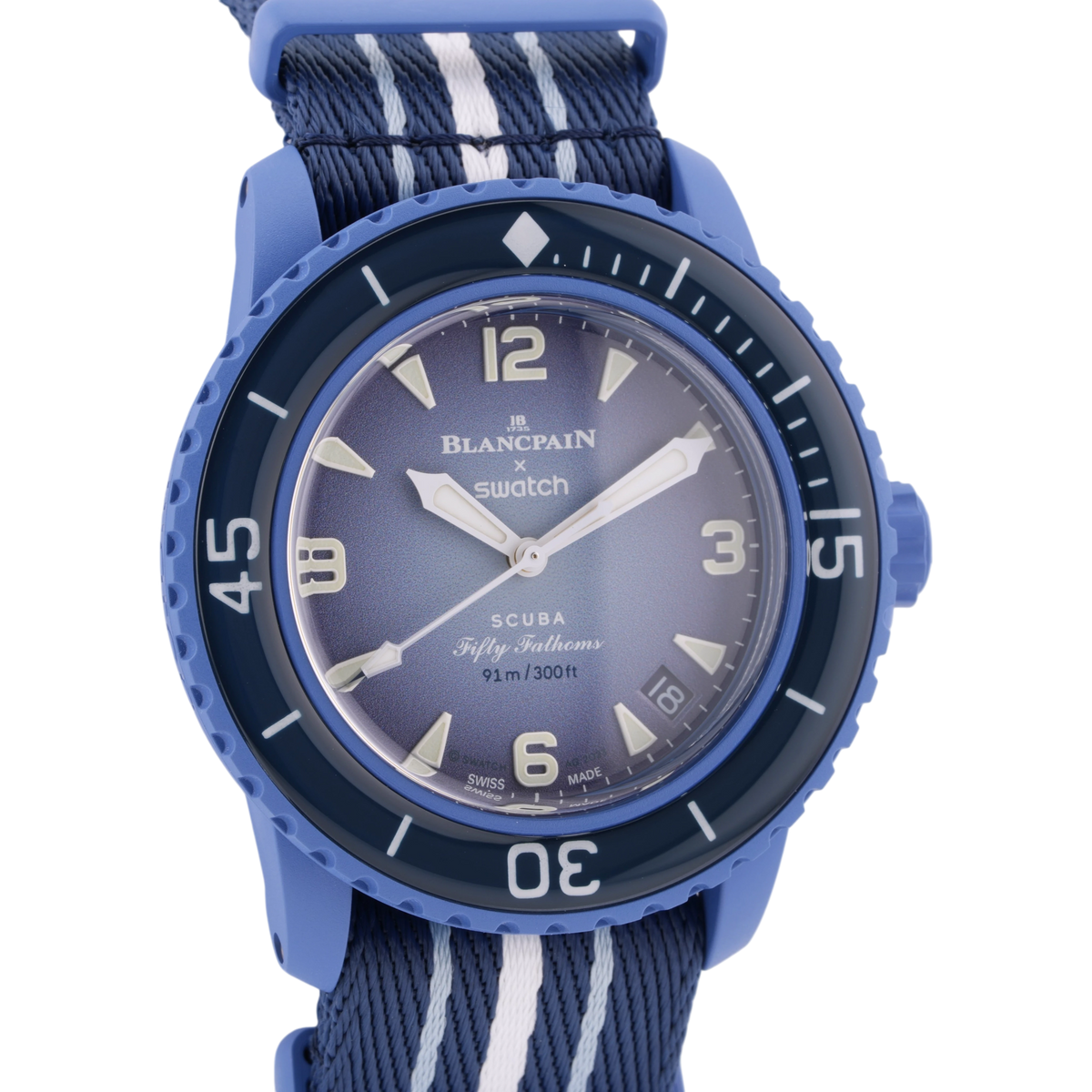Swatch X Blancpain Scuba Fifty Fathoms Atlantic Ocean Armbanduhr Blau SO35A100