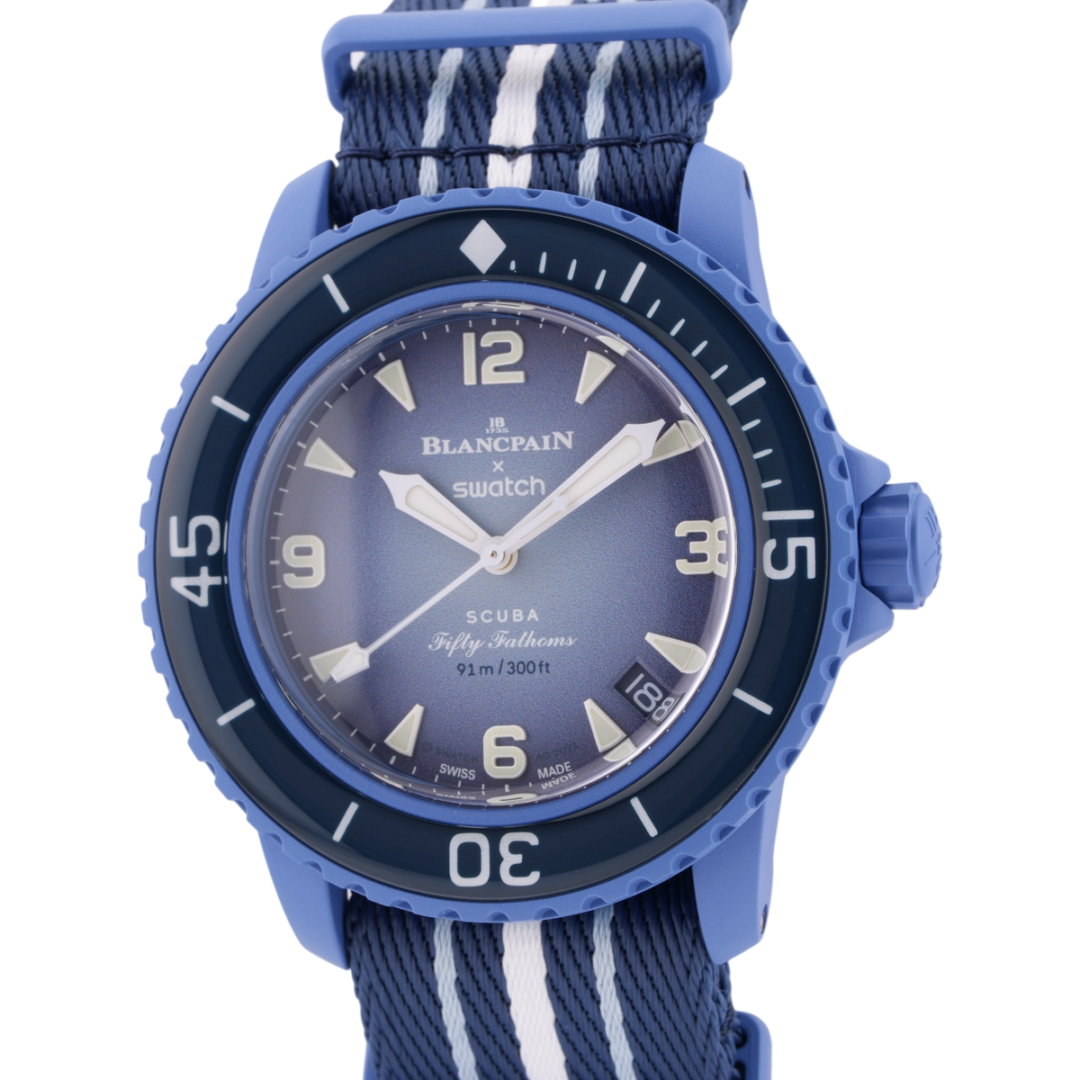 Swatch X Blancpain Scuba Fifty Fathoms Atlantic Ocean Armbanduhr Blau SO35A100
