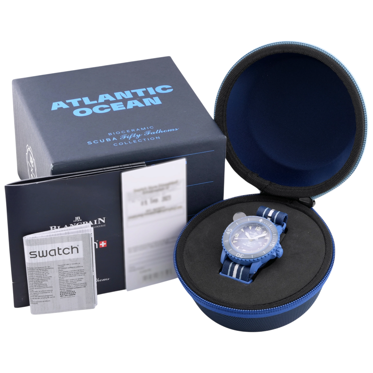 Swatch X Blancpain Scuba Fifty Fathoms Atlantic Ocean Armbanduhr Blau SO35A100