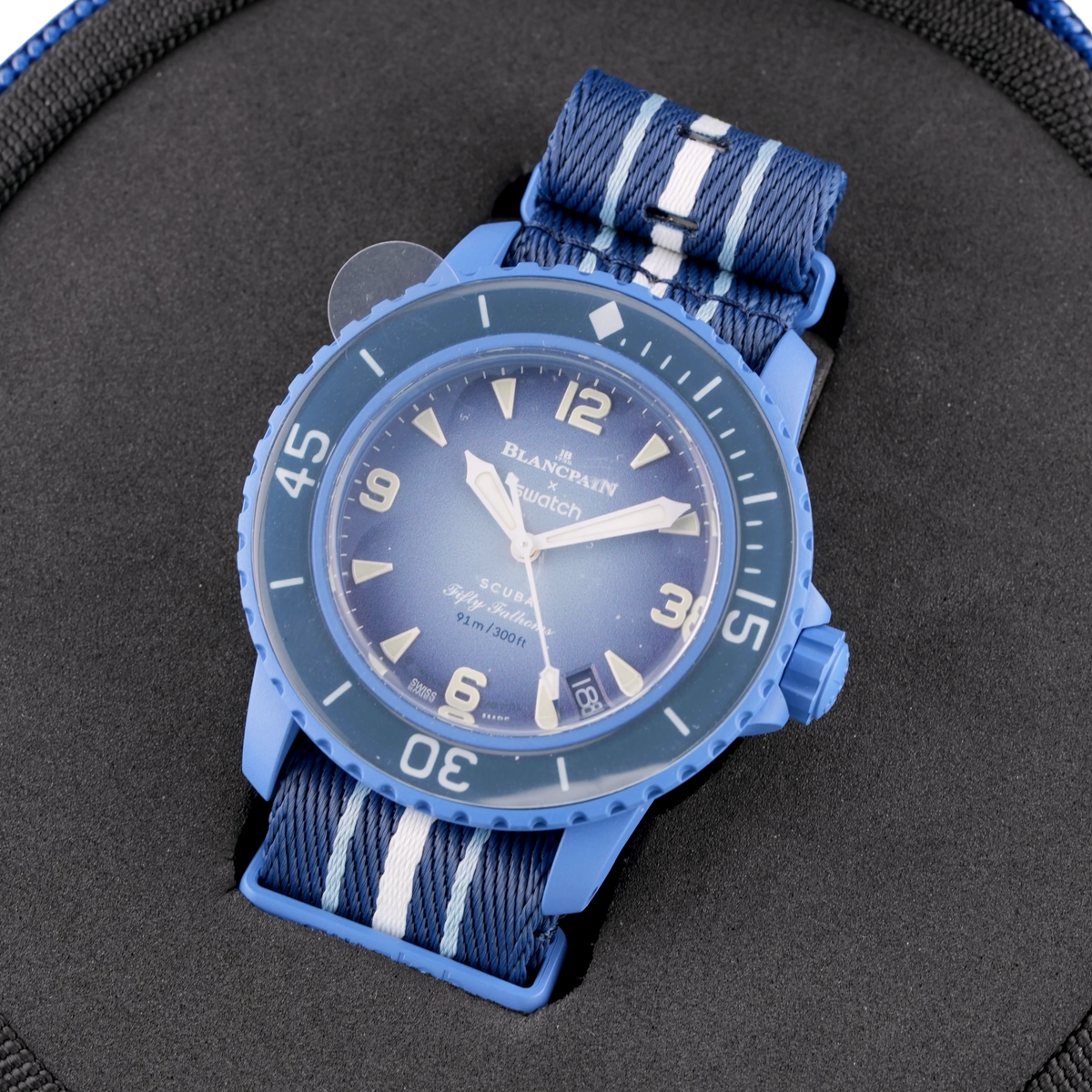 Swatch X Blancpain Scuba Fifty Fathoms Atlantic Ocean Armbanduhr Blau SO35A100