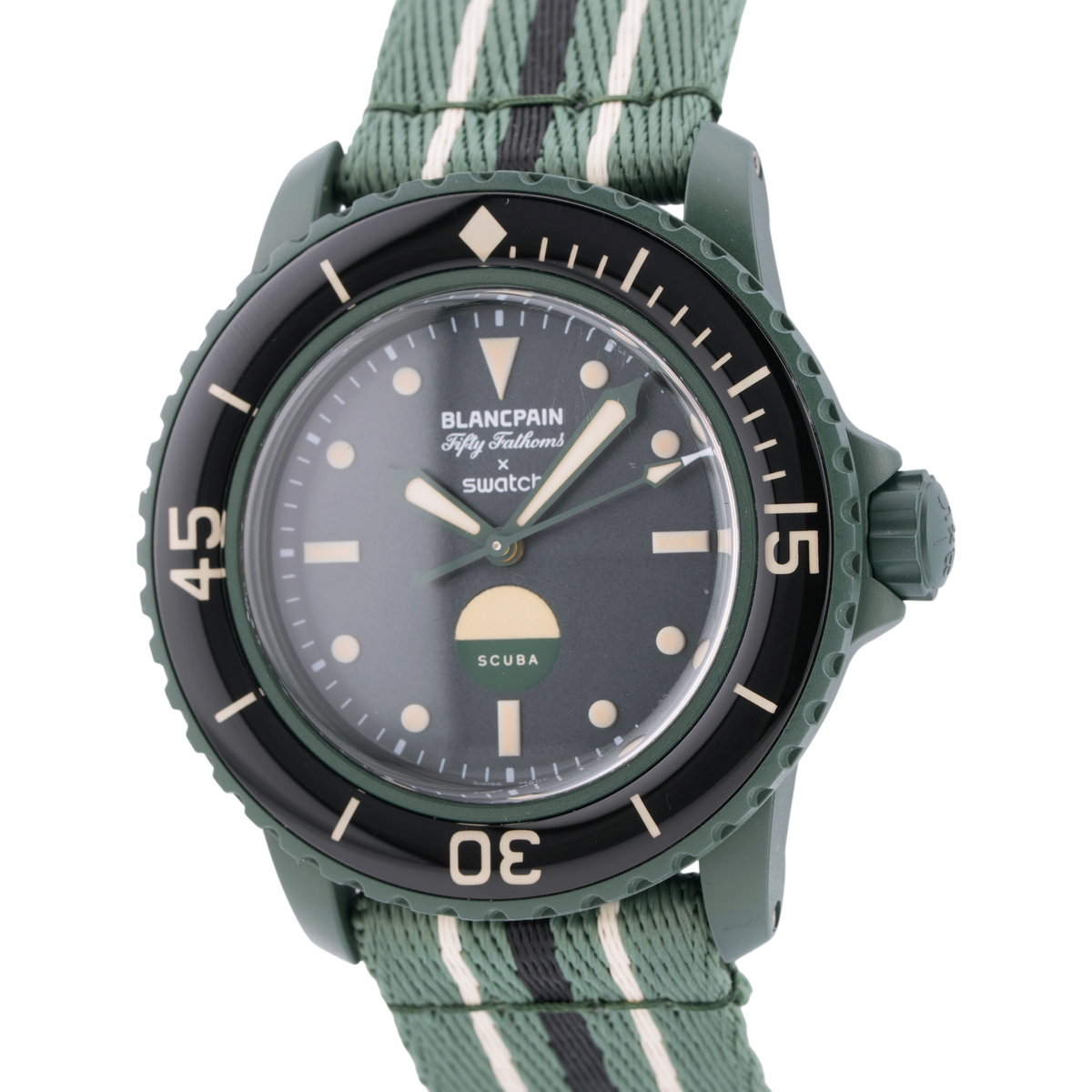 Swatch X Blancpain Scuba Fifty Fathoms Green Abyss Armbanduhr SO35G100