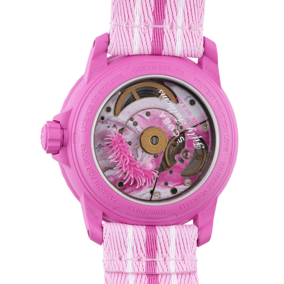Swatch X Blancpain Scuba Fifty Fathoms Pink Ocean Armbanduhr 42 mm Ref. SO35P400