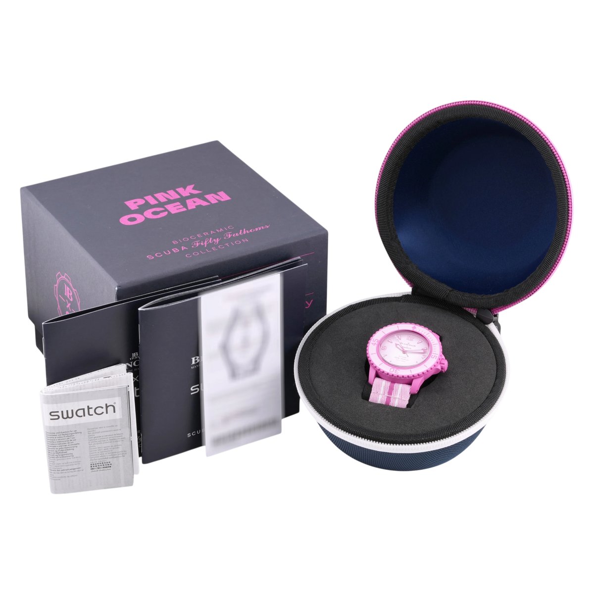 Swatch X Blancpain Scuba Fifty Fathoms Pink Ocean Armbanduhr 42 mm Ref. SO35P400