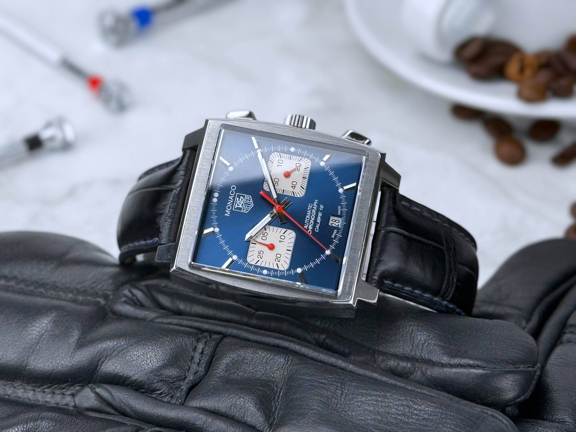 TAG Heuer Monaco Chronograph Calibre 12 Automatik Herrenuhr Ref. CAW2111.FC6183