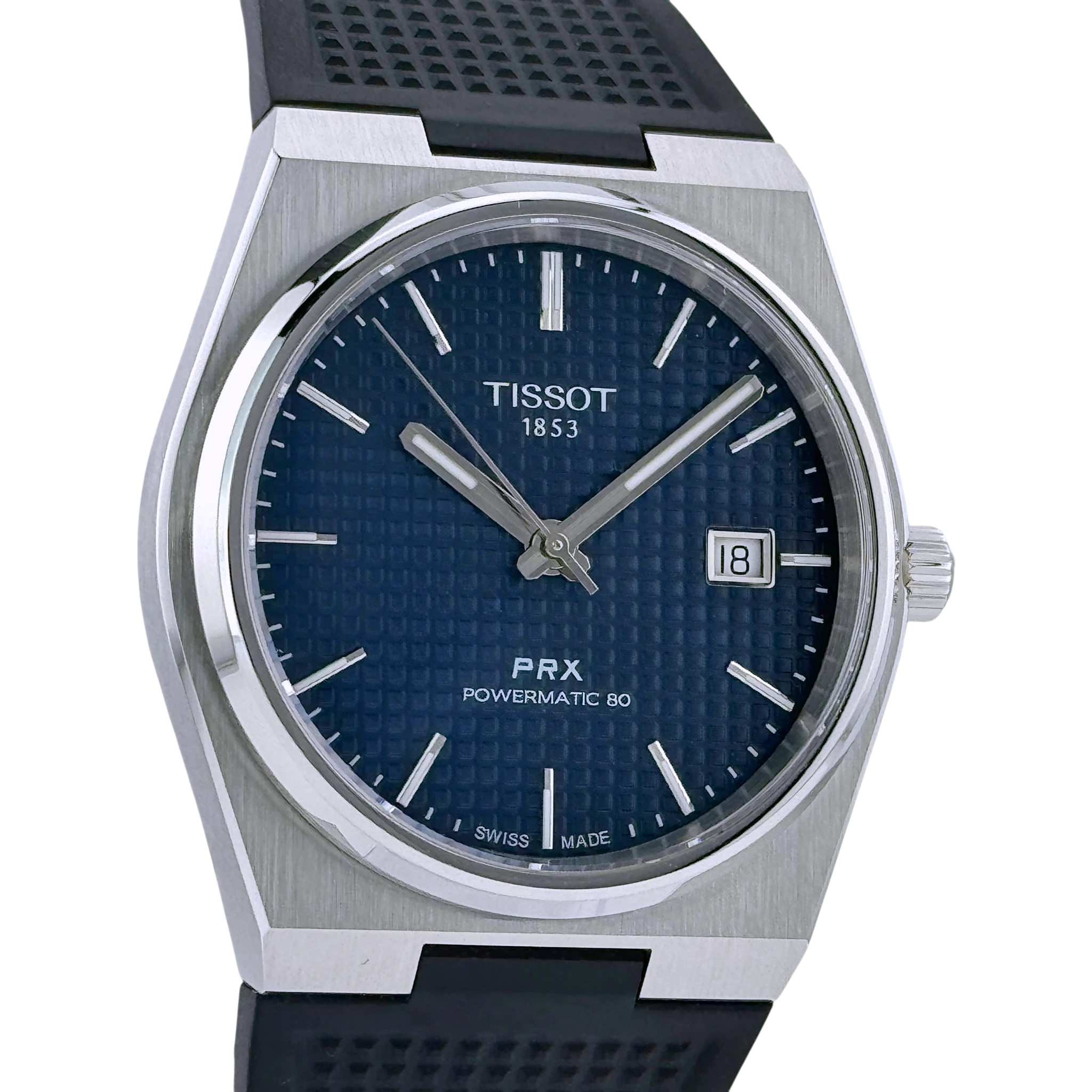 Tissot PRX Powermatic 80 40mm Automatik Armbanduhr Kautschuk Blau T1374071704100