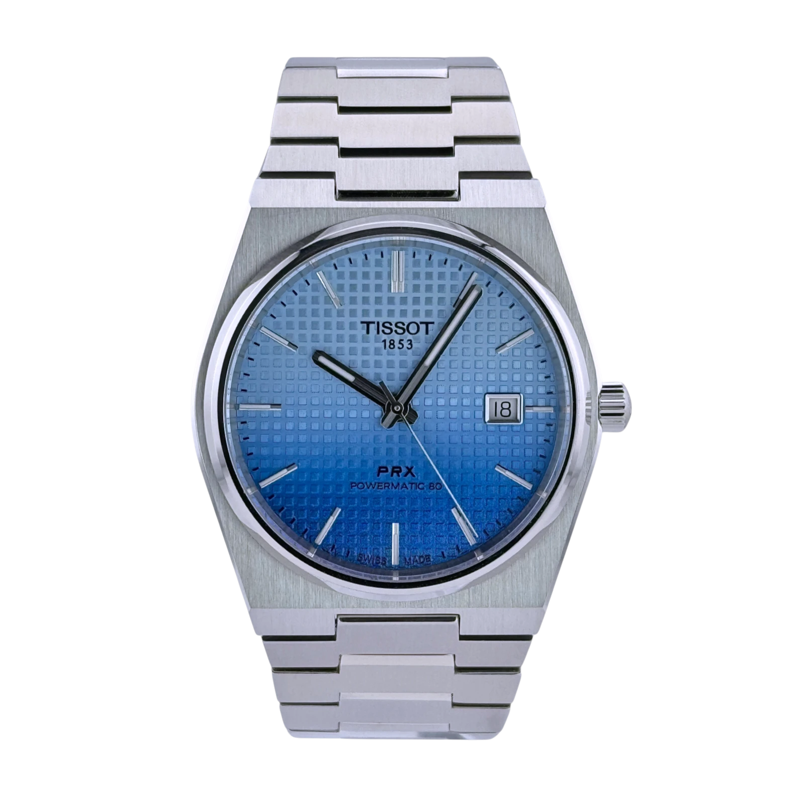 Tissot PRX Powermatic 80 Armbanduhr Edelstahl Eisblau Verlauf T137407 A