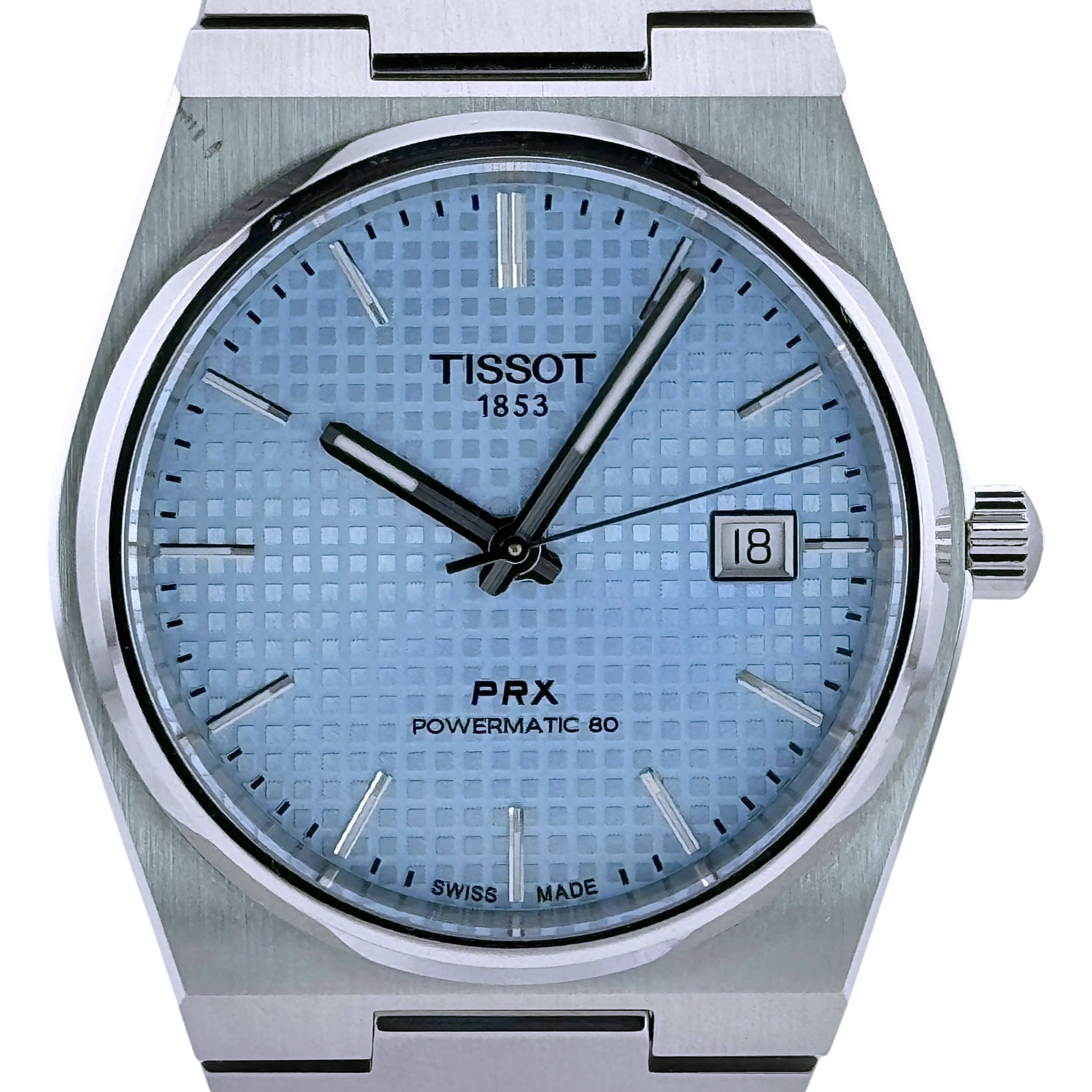 Tissot PRX Powermatic 80 Automatik Armbanduhr Edelstahl Eisblau T1374071135100