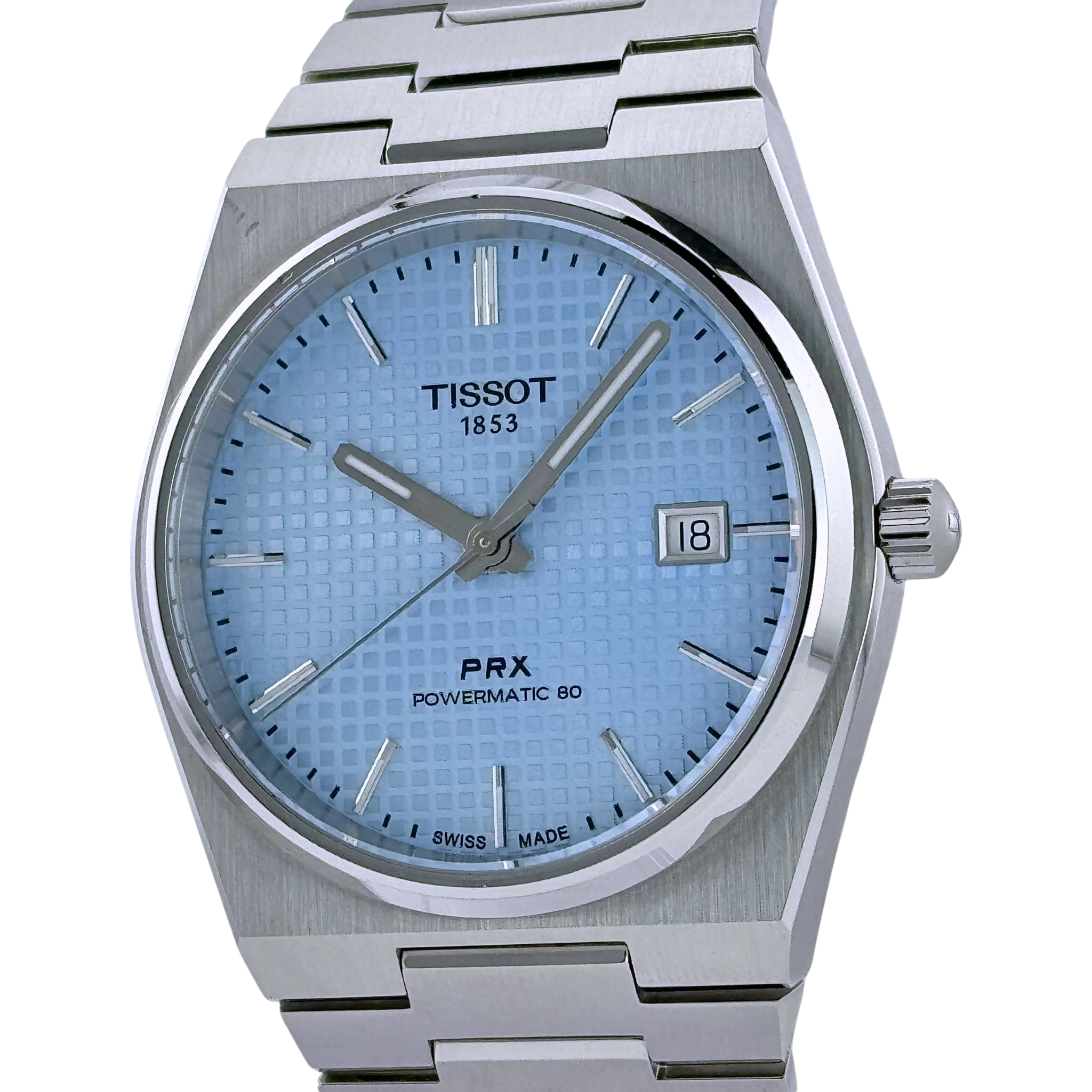 Tissot PRX Powermatic 80 Automatik Armbanduhr Edelstahl Eisblau T1374071135100