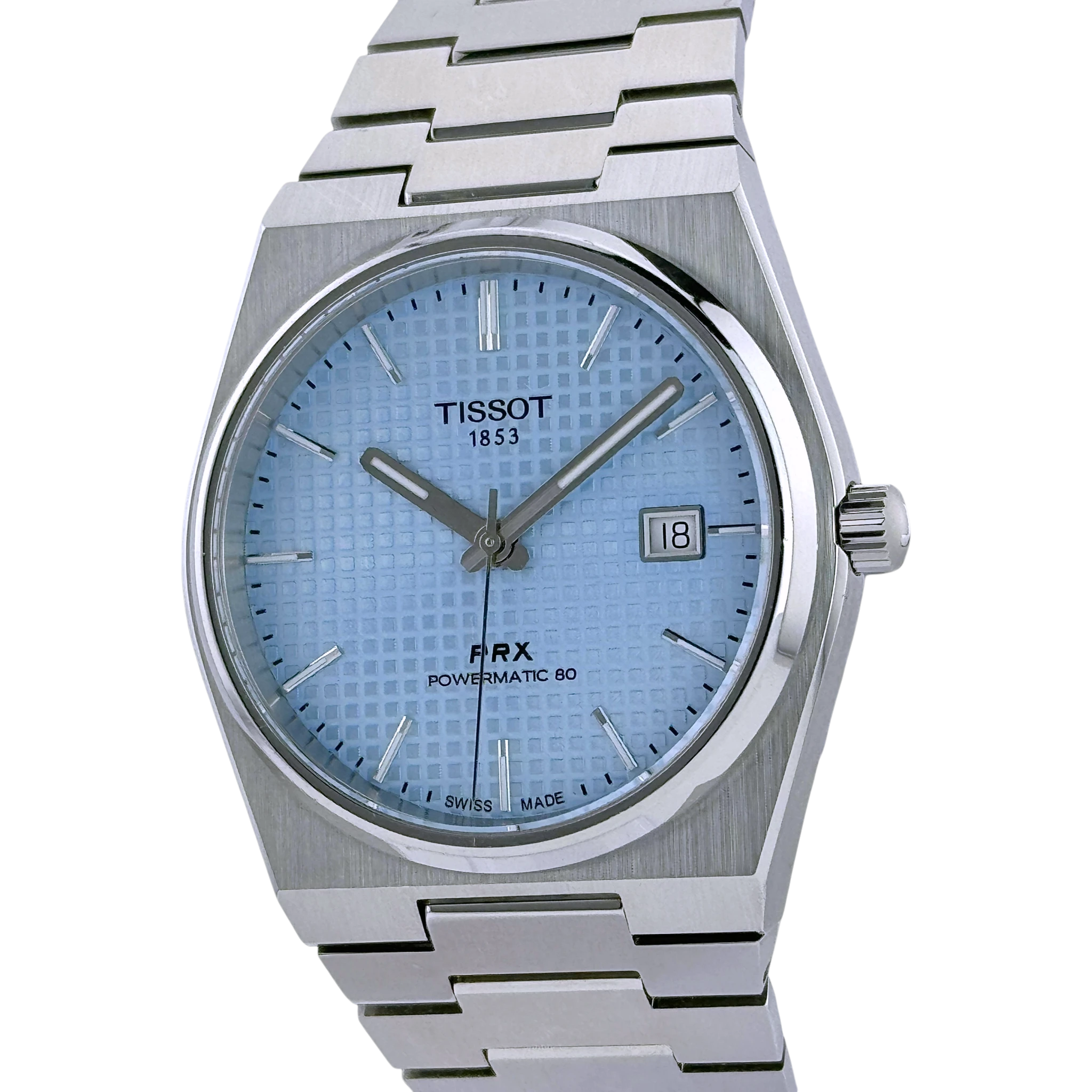 Tissot PRX Powermatic 80 Automatik Armbanduhr Edelstahl Eisblau T1374071135100