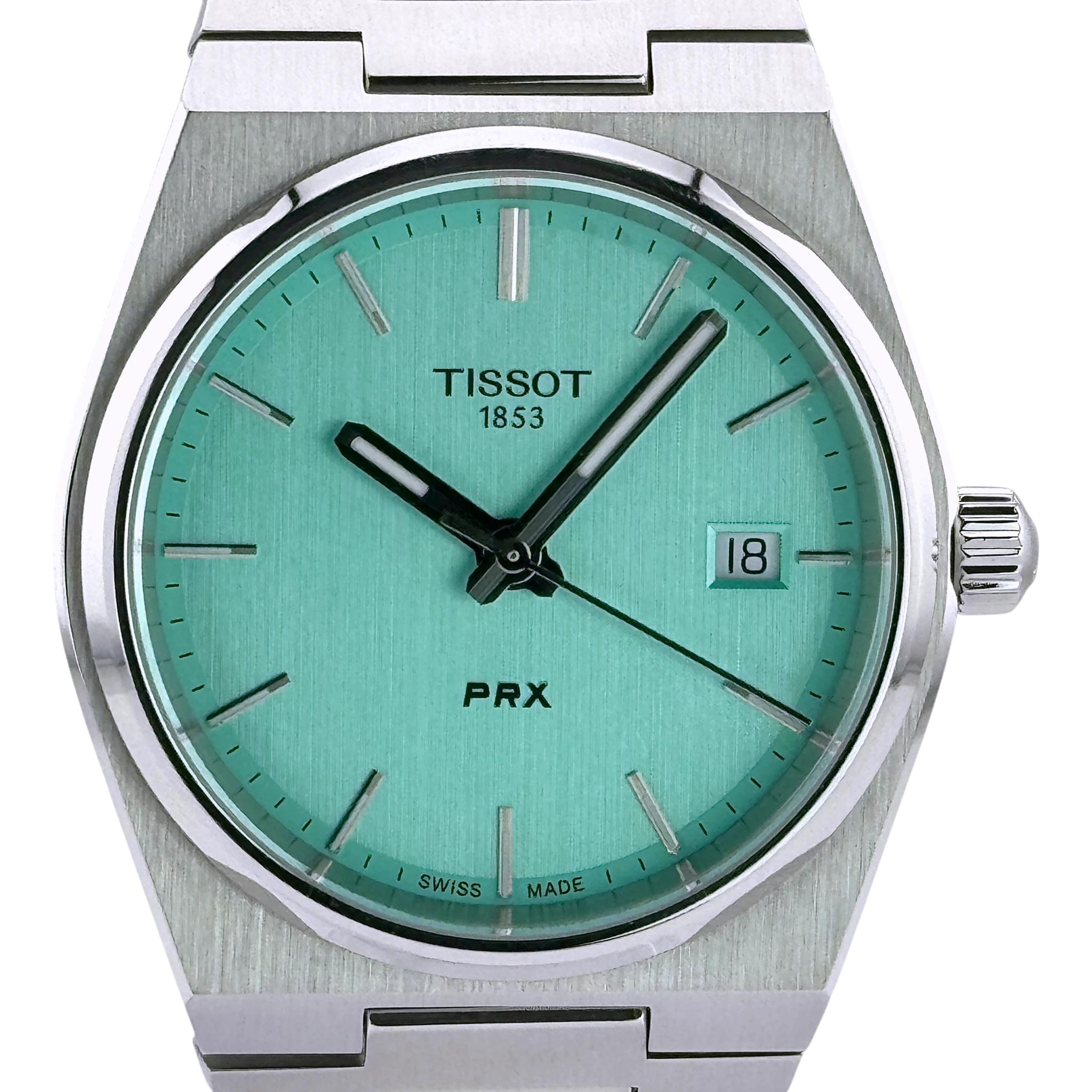 Tissot PRX Quarz 35mm Damen Armbanduhr Edelstahl Hellgrün Ref. T1372101109100