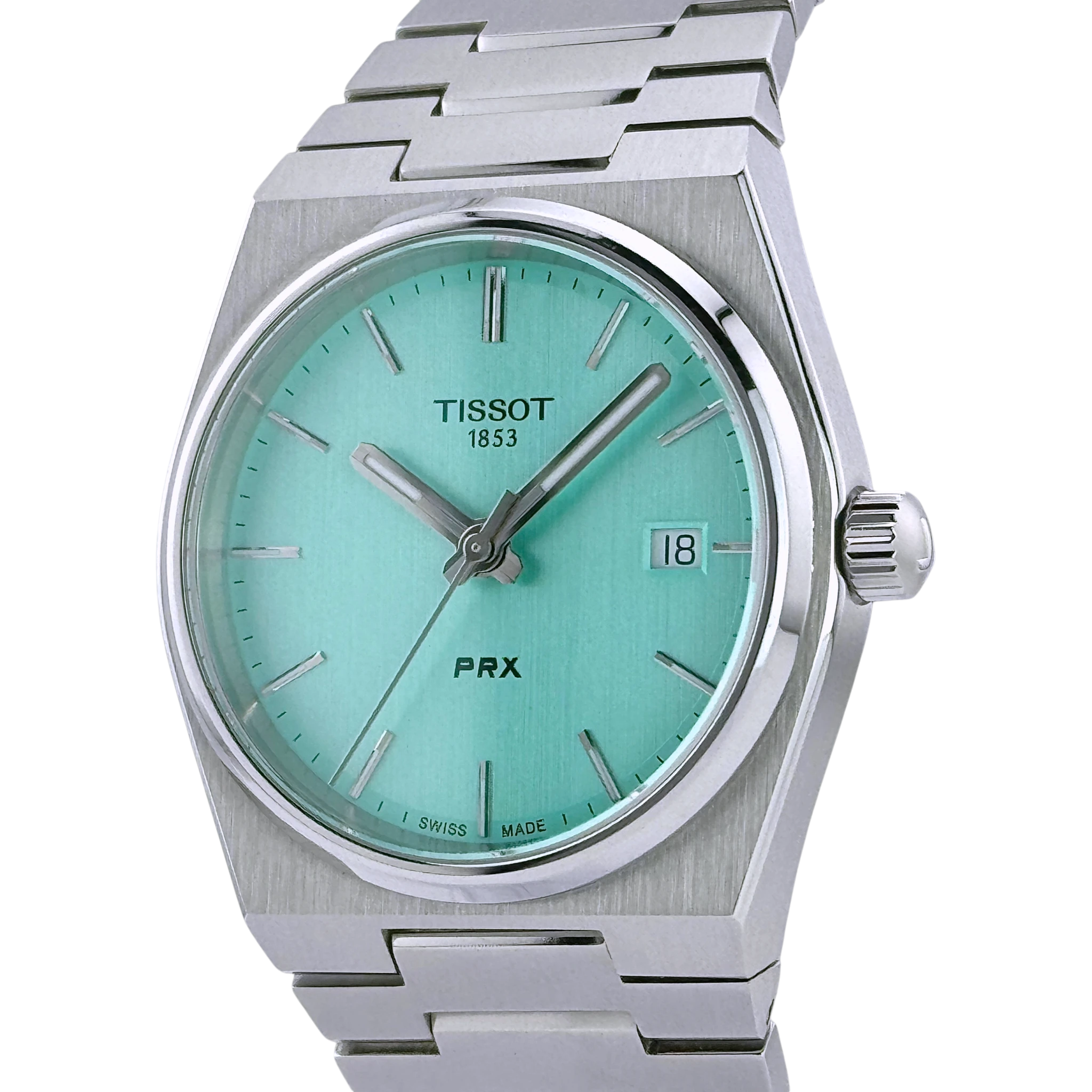 Tissot PRX Quarz 35mm Damen Armbanduhr Edelstahl Hellgrün Ref. T1372101109100
