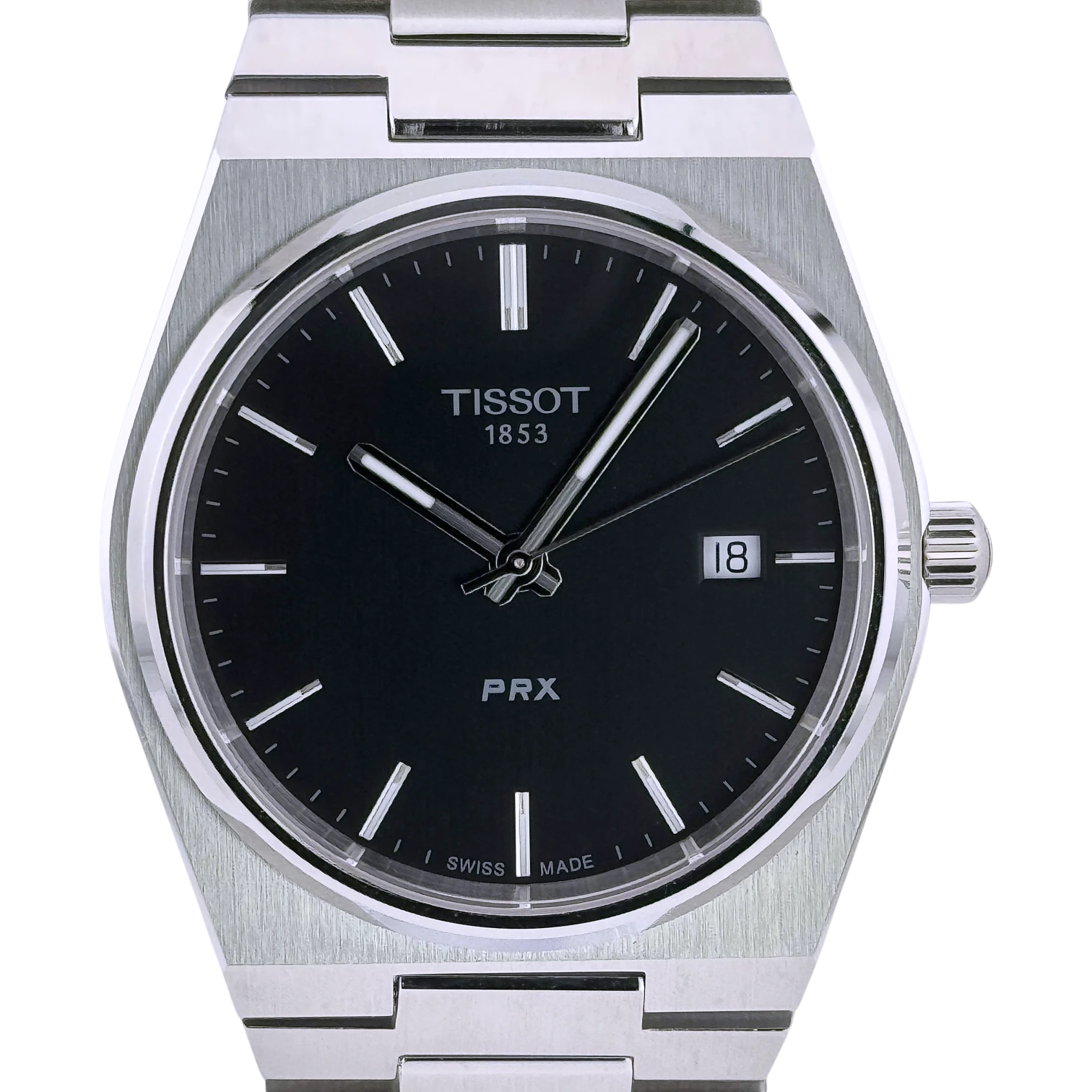 Tissot PRX Quarz 40mm Armbanduhr Edelstahl Schwarz Ref. T1374101105100