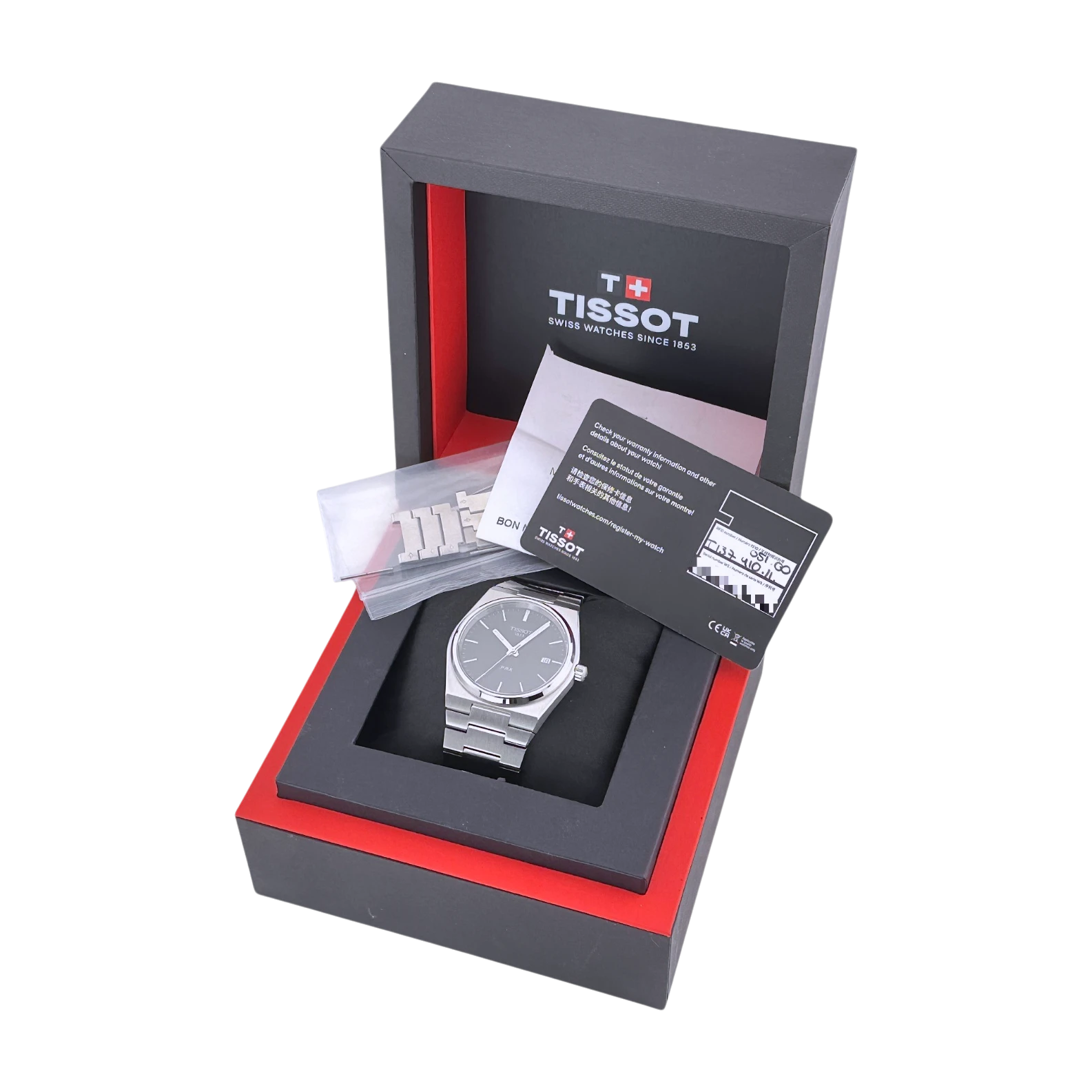 Tissot PRX Quarz 40mm Armbanduhr Edelstahl Schwarz Ref. T1374101105100