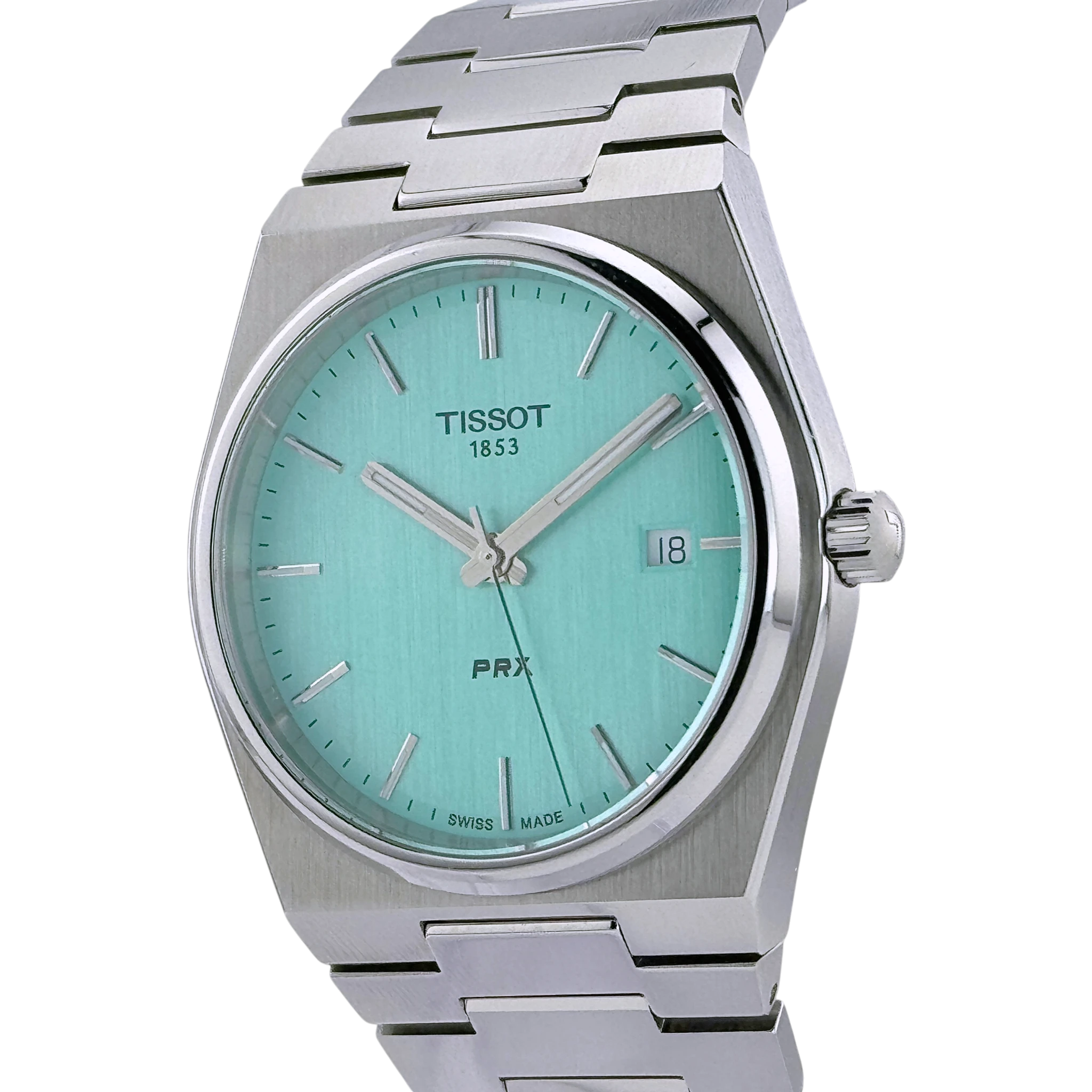Tissot PRX Quarz 40mm Herren Armbanduhr Edelstahl Hellgrün Ref. T1374101109101