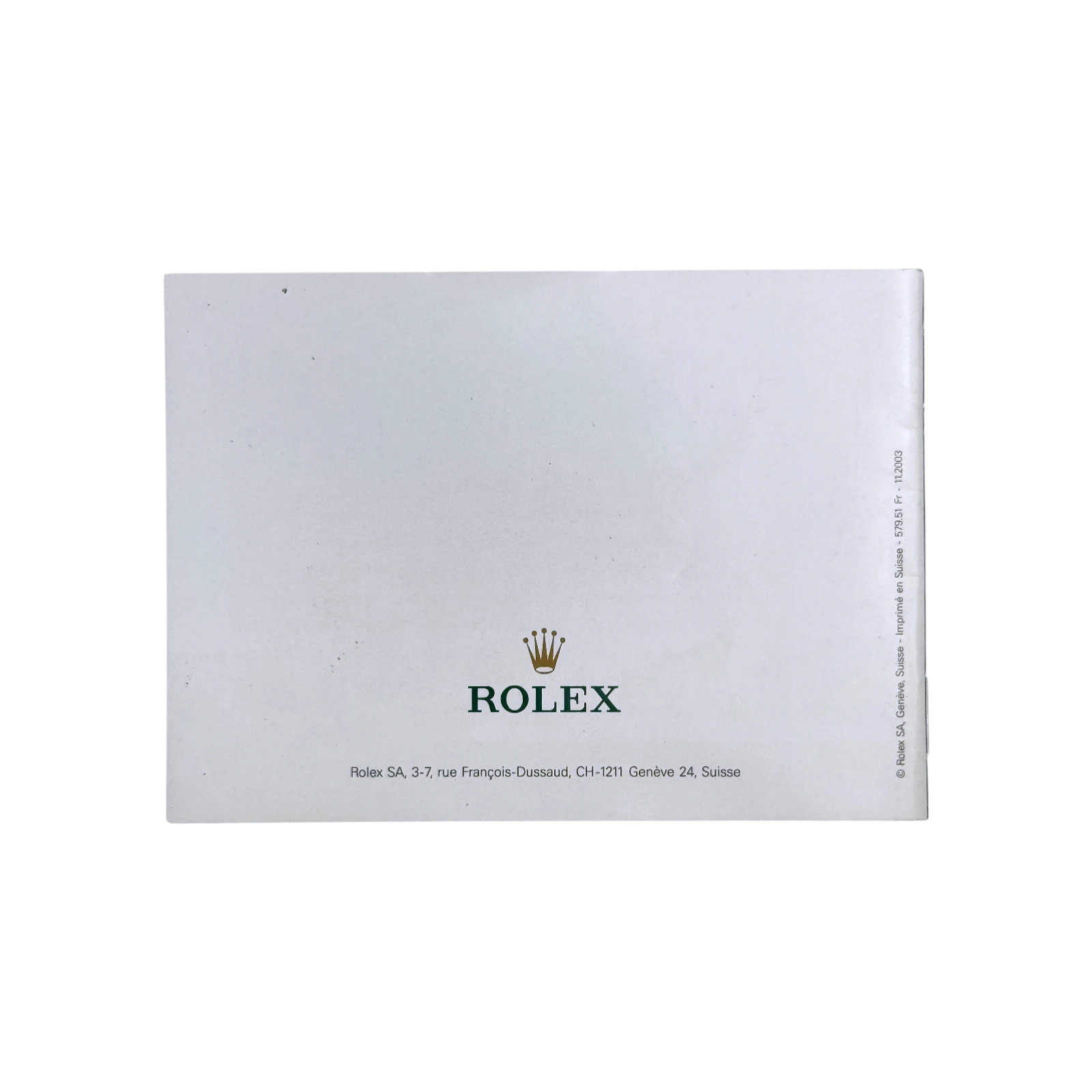 Votre Rolex Oyster Handbuch - Booklet Französisch 579.51 Fr - 11.2003