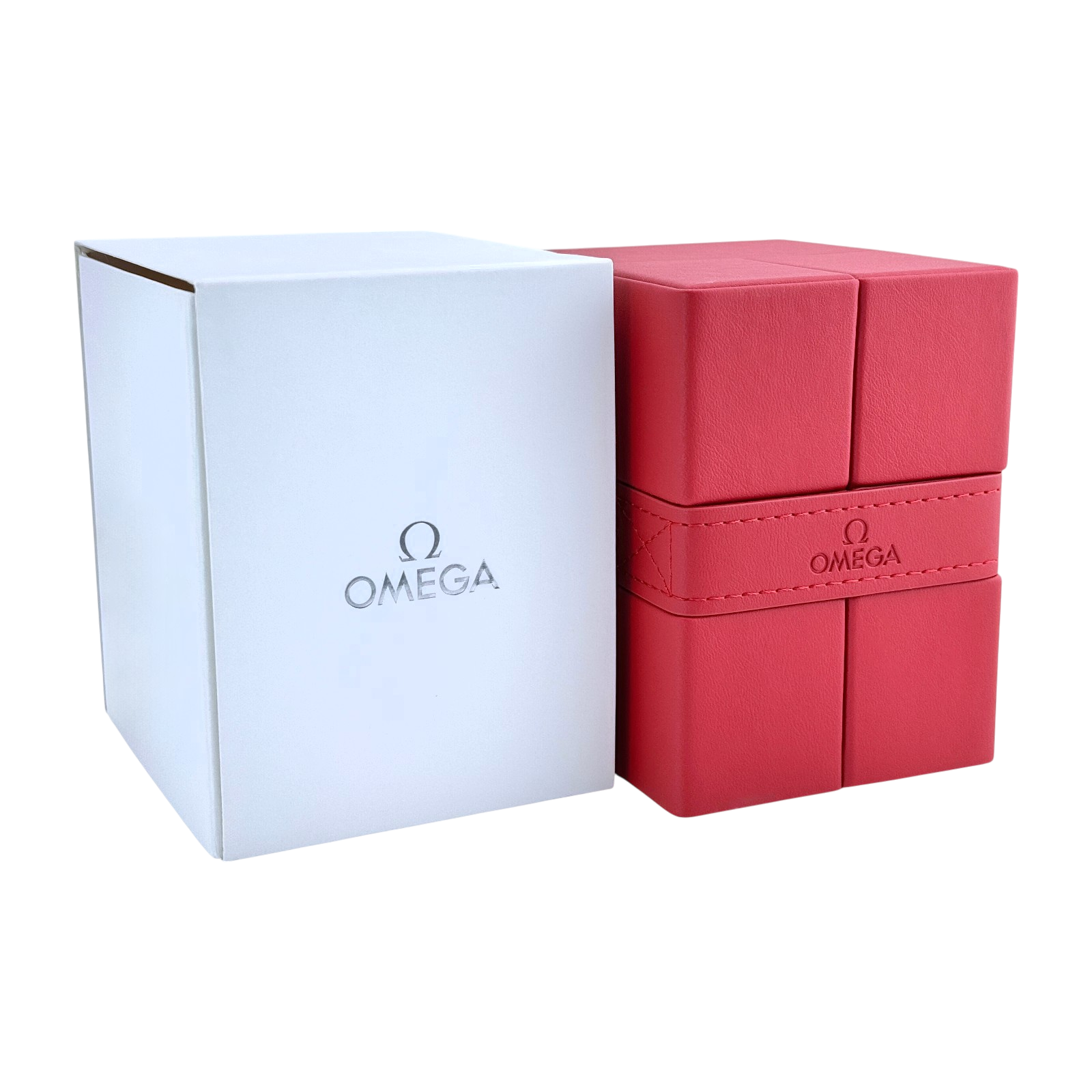 Omega Uhrenetui Etui Reiseetui Reisebox Box Rot travel pouch case red