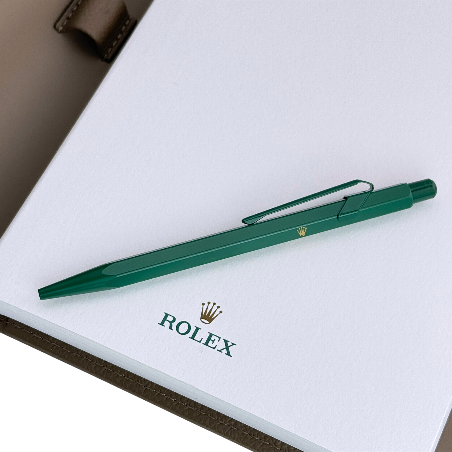 Rolex Dokumentenmappe, Aktenmappe mit Notizbuch und Kugelschreiber Beige