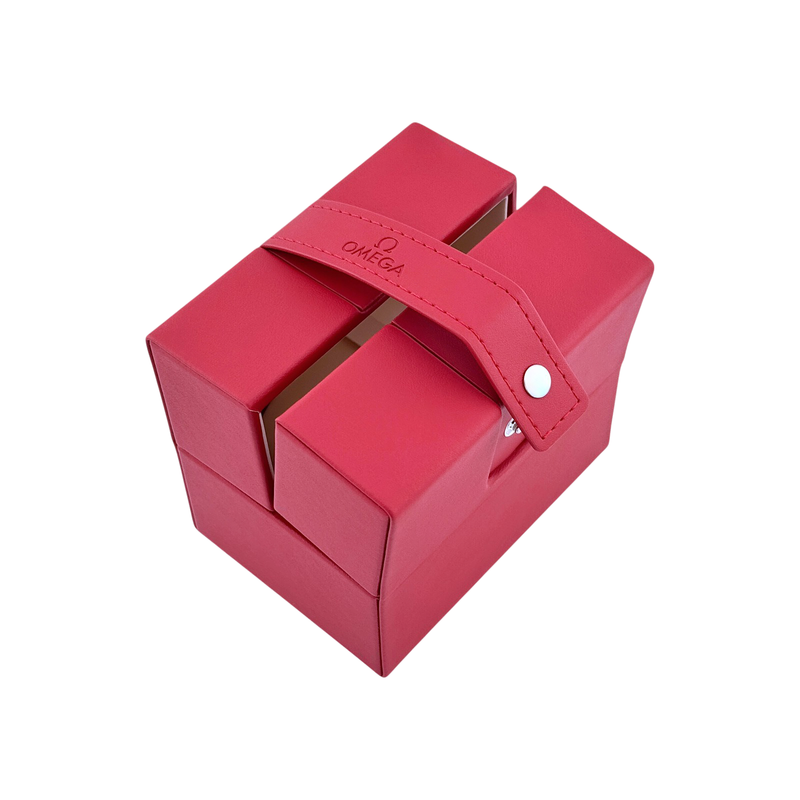 Omega Uhrenetui Etui Reiseetui Reisebox Box Rot travel pouch case red