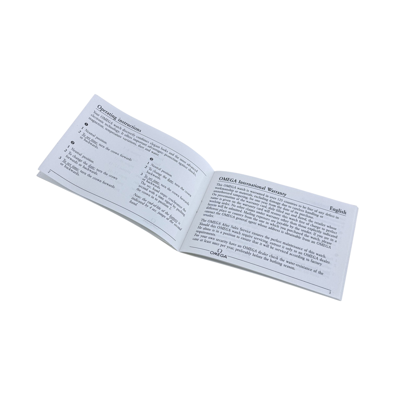 Omega Bedienungsanleitung Gebrauchsanweisung Handbuch Booklet Ref. 03090320