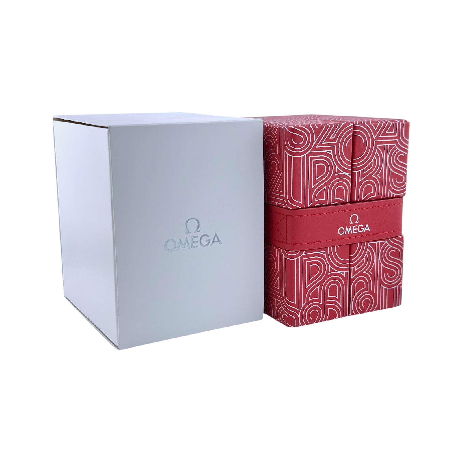 Omega Uhrenetui Etui Reiseetui Reisebox Box Paris Olympics 2024 Rot travel pouch