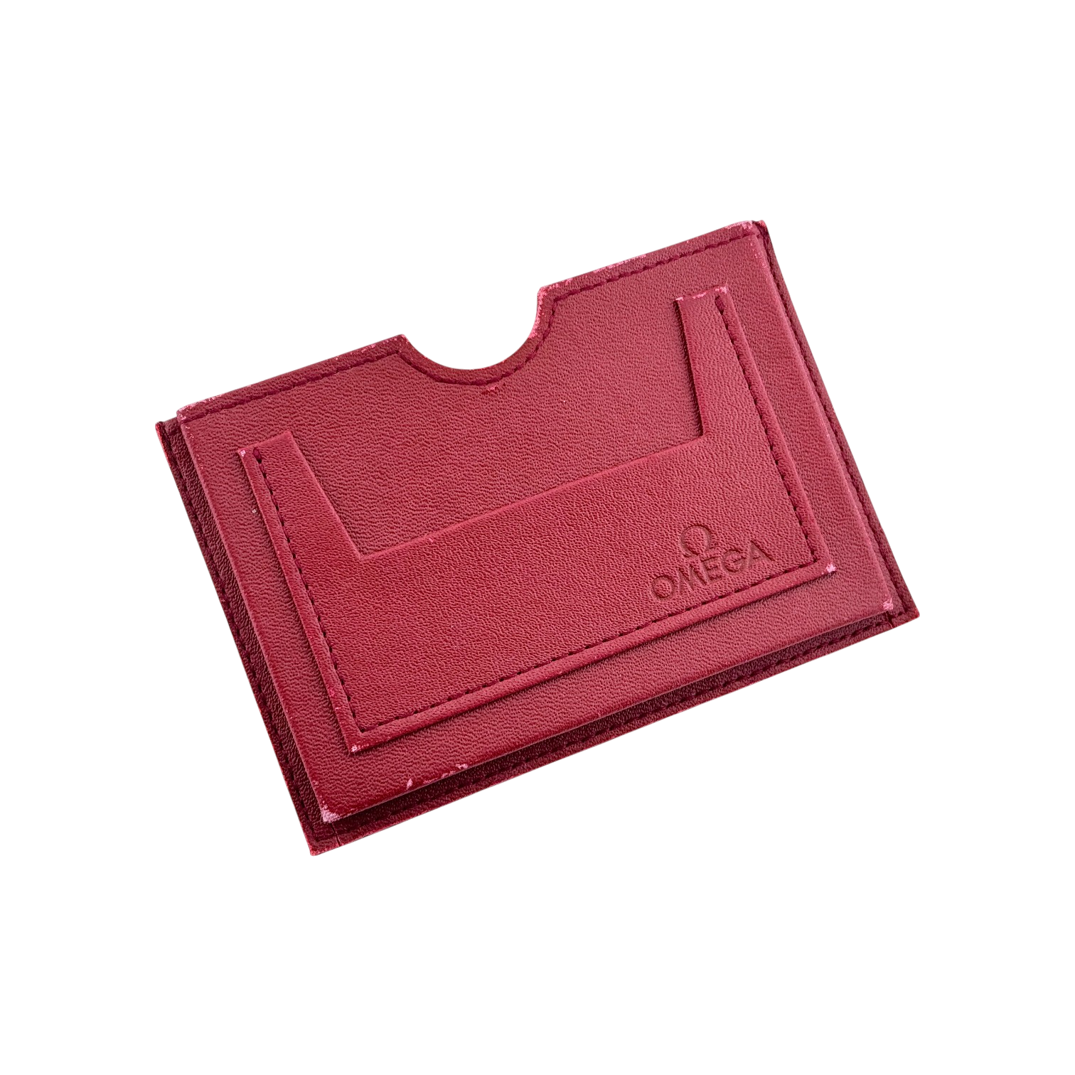 Omega Vintage Kartenetui Kartenhalter Etui Rot cardholder card case red