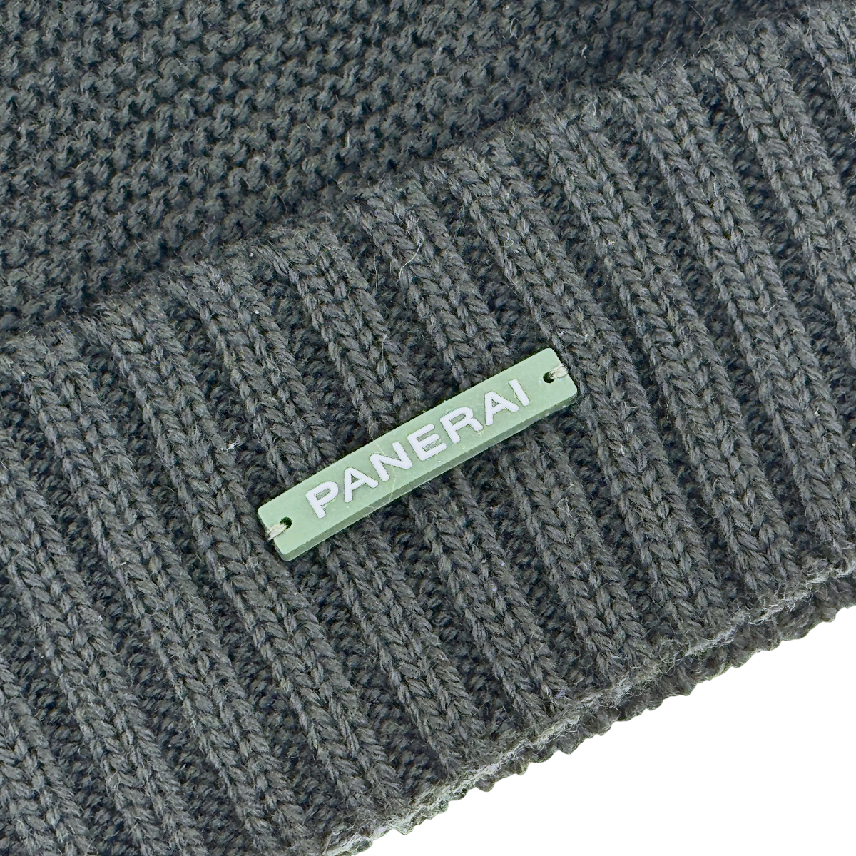 Panerai Mütze Strickmütze mit Umschlag 100 % Baumwolle Dunkelgrün hat green
