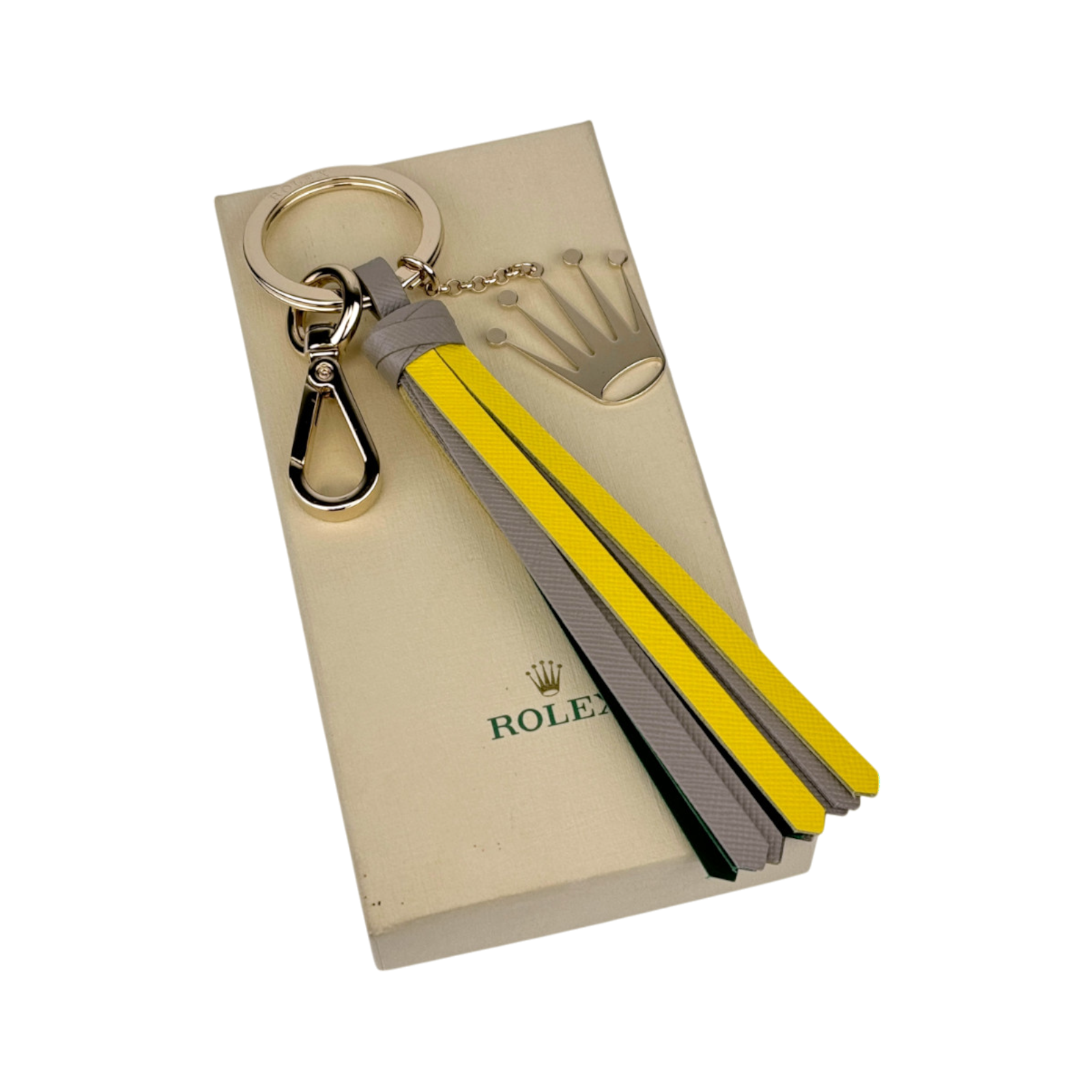 Rolex Schlüsselanhänger Anhänger Gelb Grau keyring keychain key holder yellow