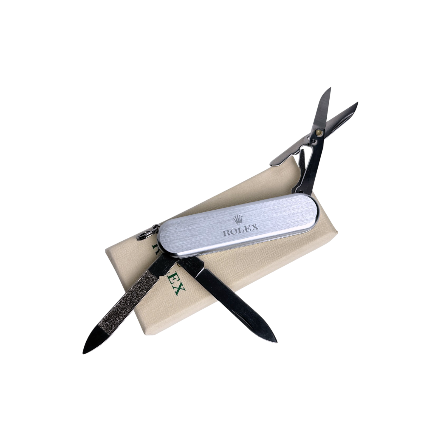 Rolex Taschenmesser Messer in Silber Edelstahl pocket knife in silver