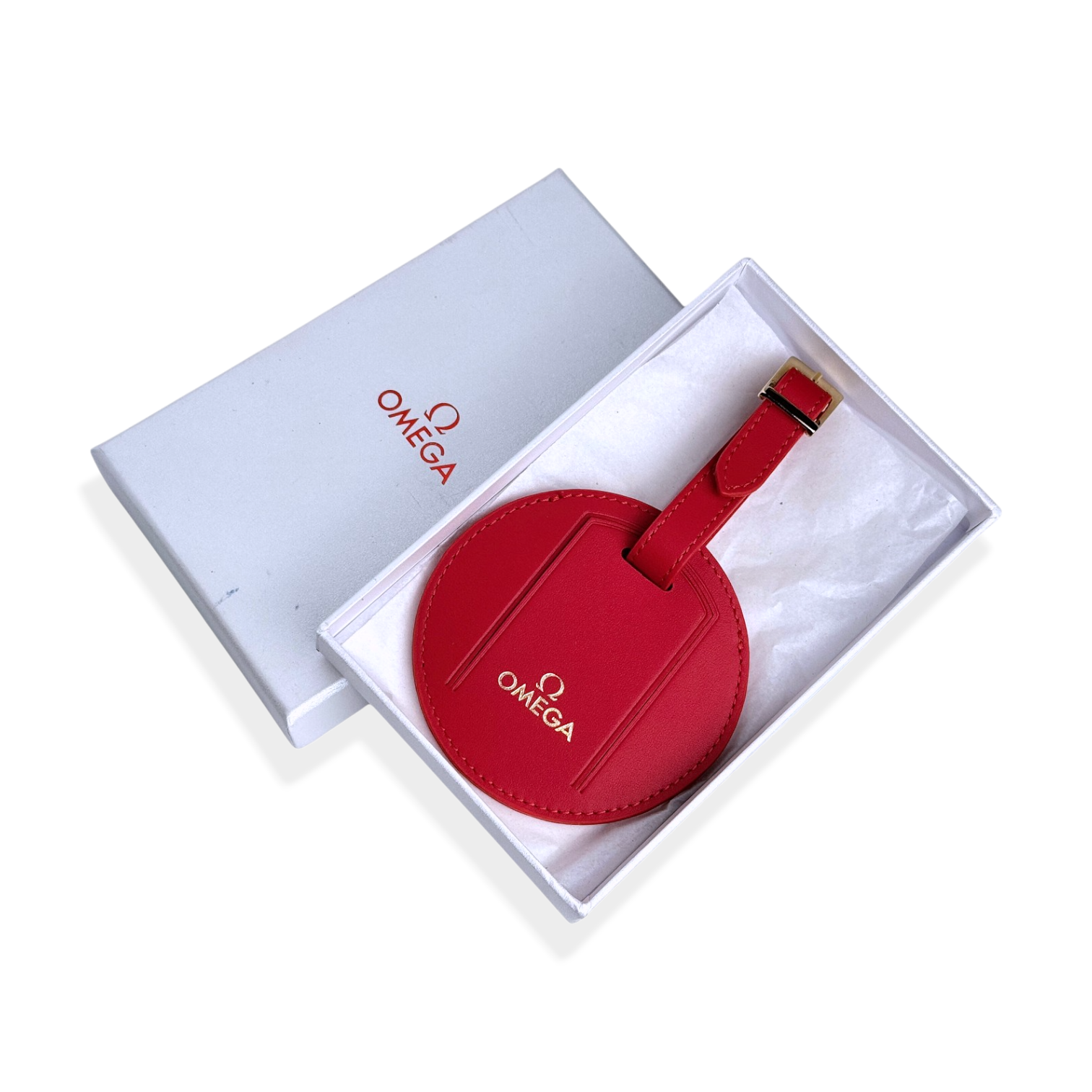 Omega Kofferanhänger Adressanhänger Namensschild für Koffer Rot