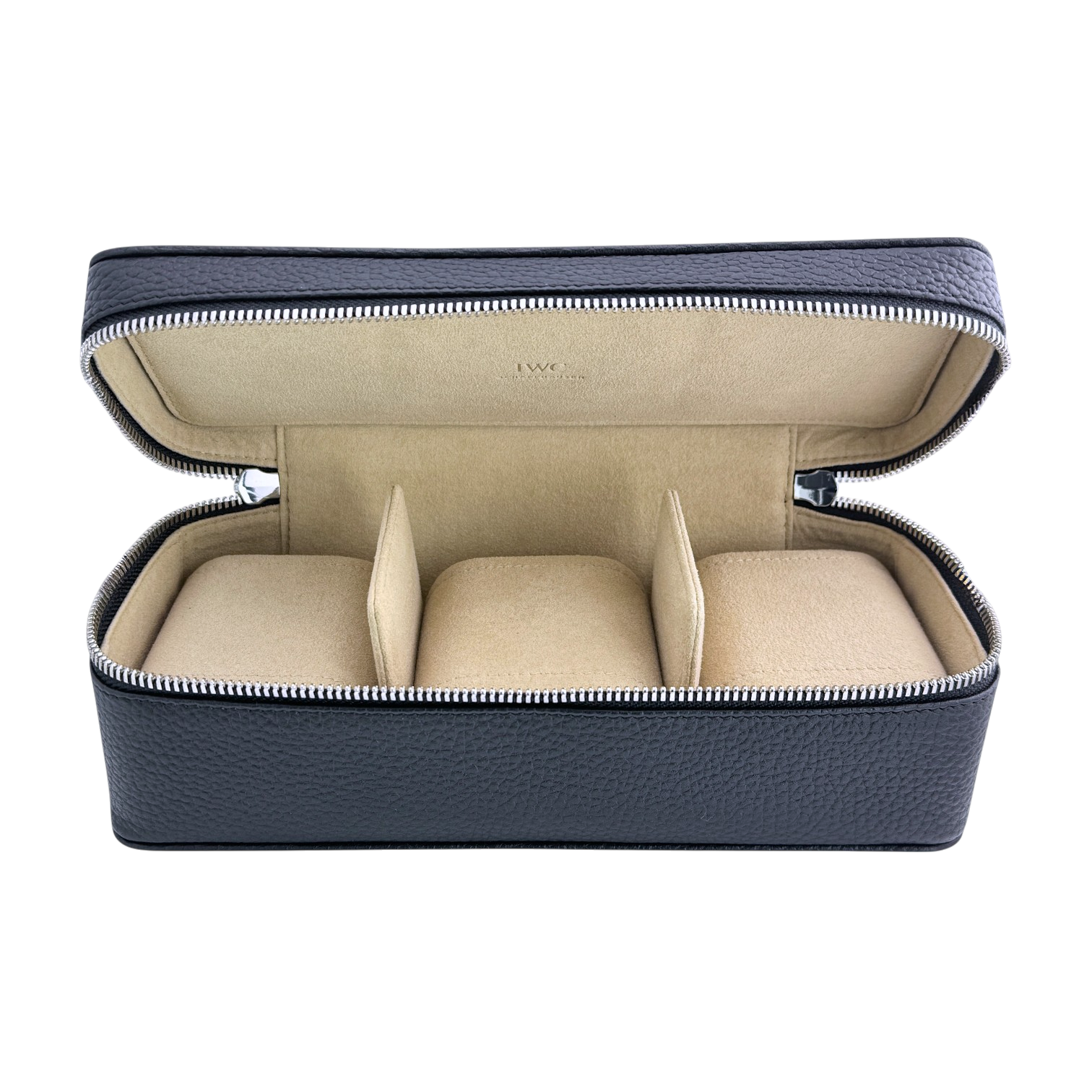 IWC-Schaffhausen 3-er Leder Uhrenetui Etui Reiseetui Reisebox Schwarz