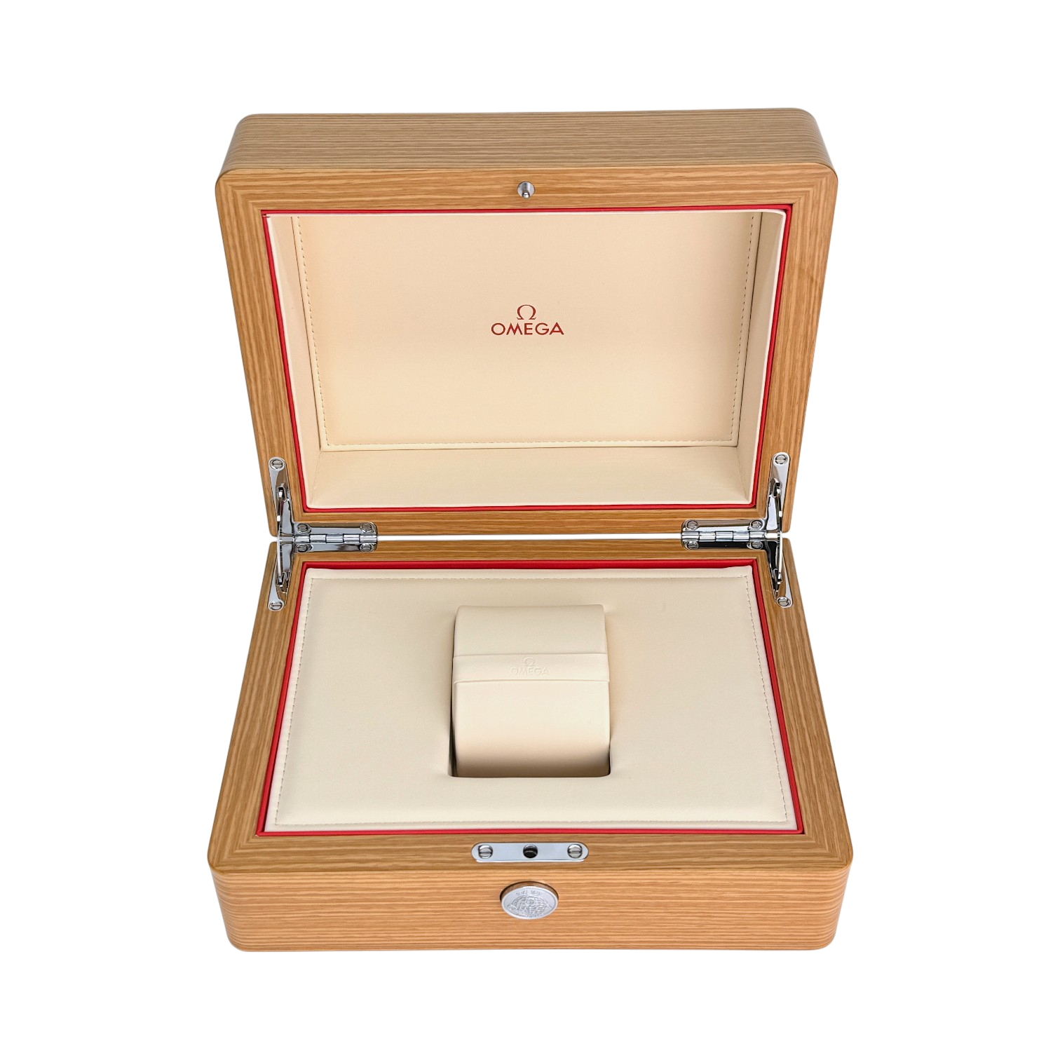 Omega Holz Uhrenbox Box Umkarton Braun wood watch box brown
