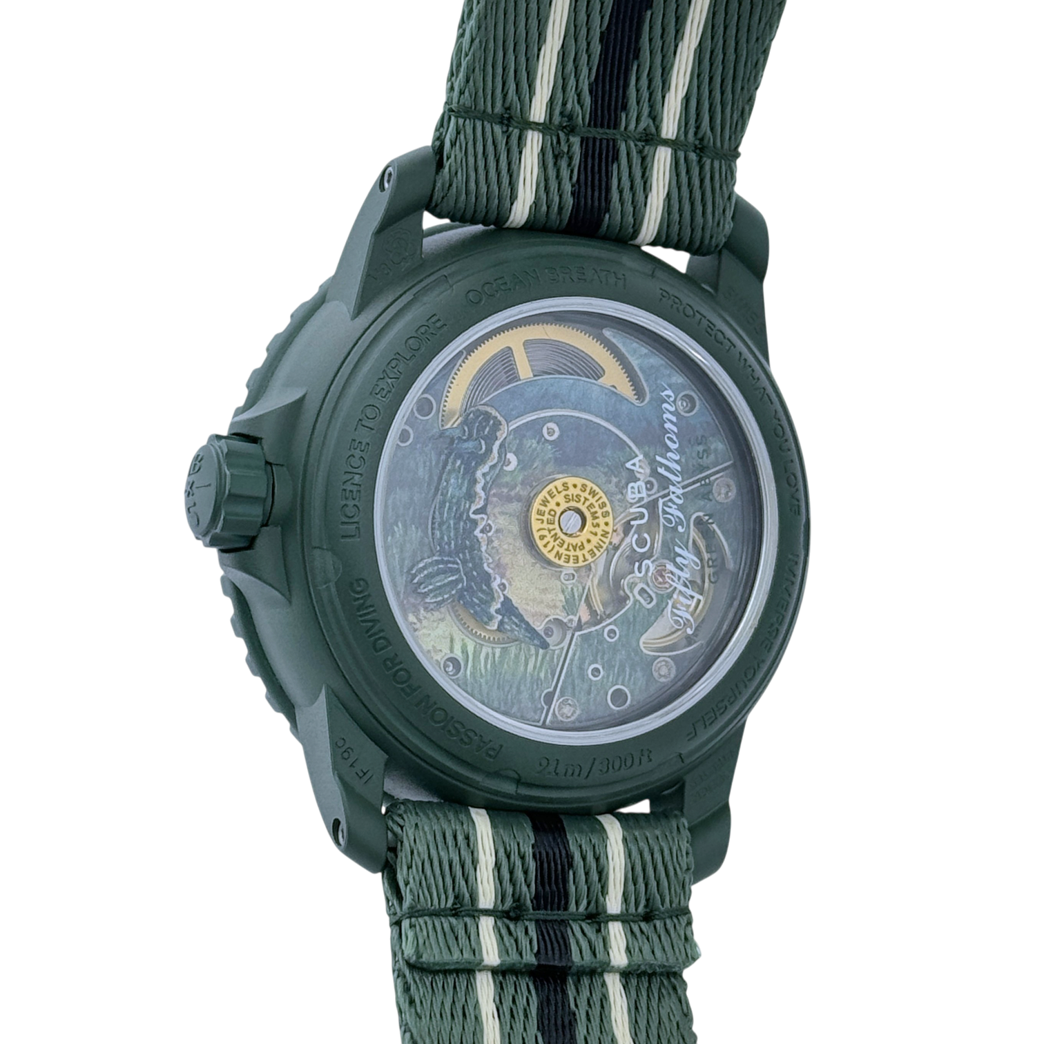 Swatch x Blancpain Scuba Fifty Fathoms Green Abyss Armbanduhr Ref. SO35G100