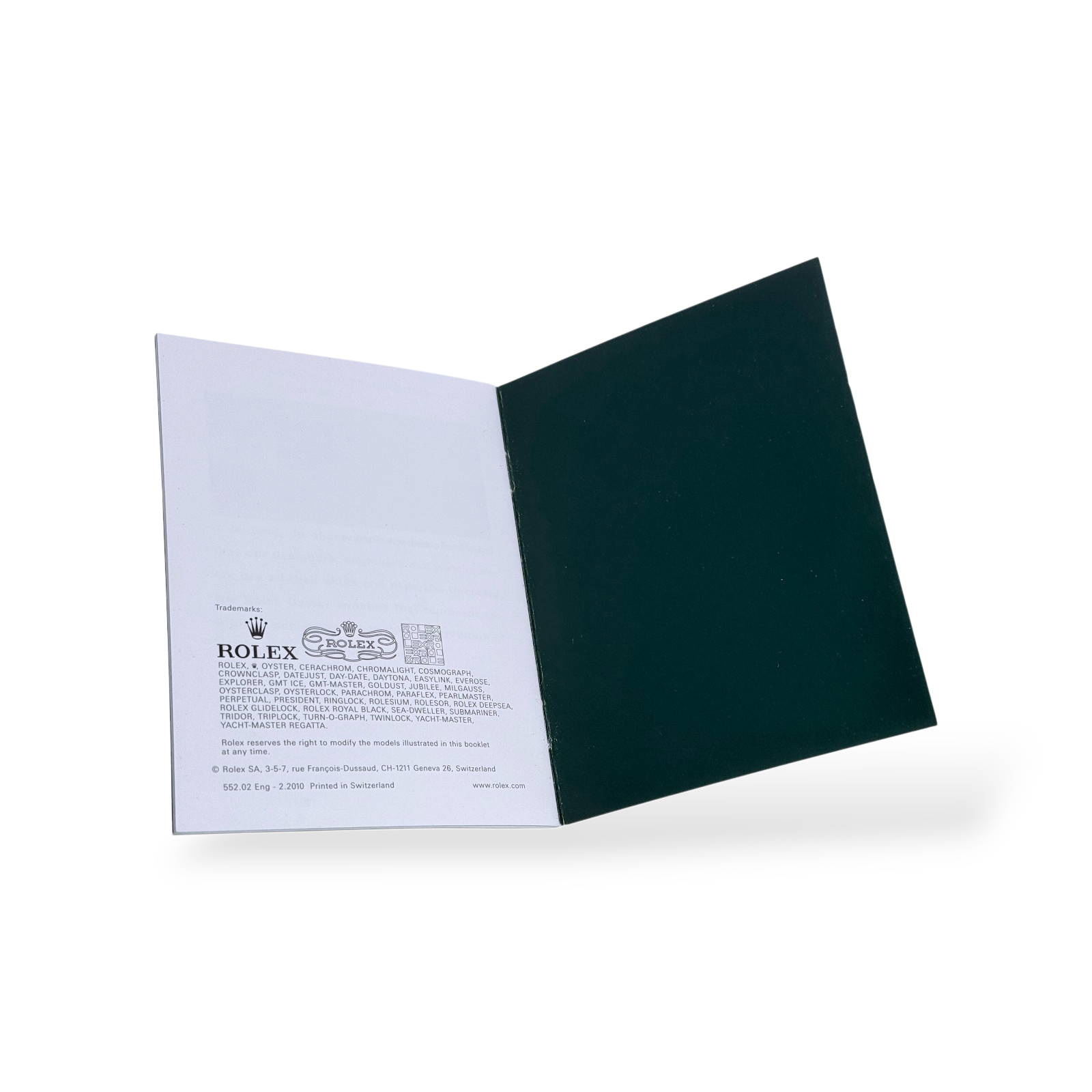 Rolex Datejust Booklet Englisch Ref. 552.02 Eng - 2.2010