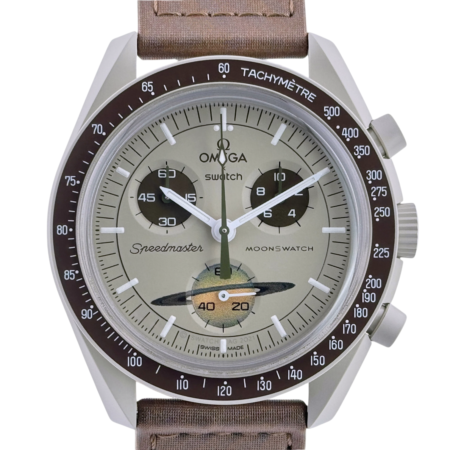 Swatch x Omega MoonSwatch Mission to Saturn Armbanduhr 42 mm Ref SO33T100 