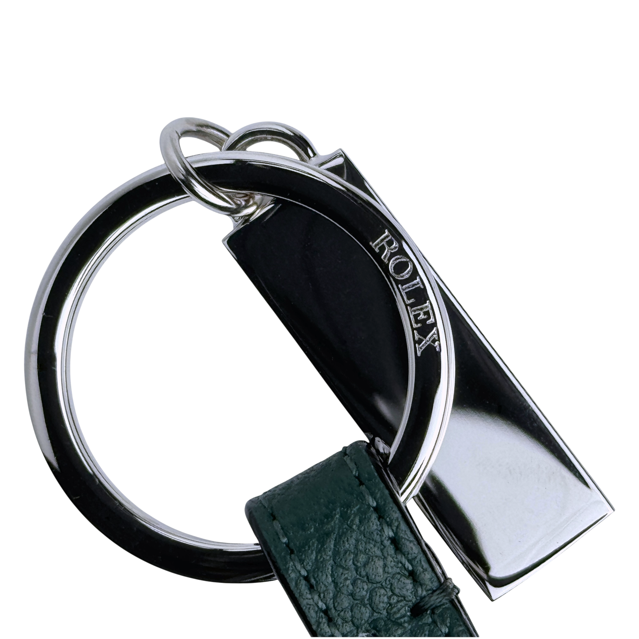 Rolex Leder, Edelstahl Schlüsselanhänger Anhänger in Grün, Beige