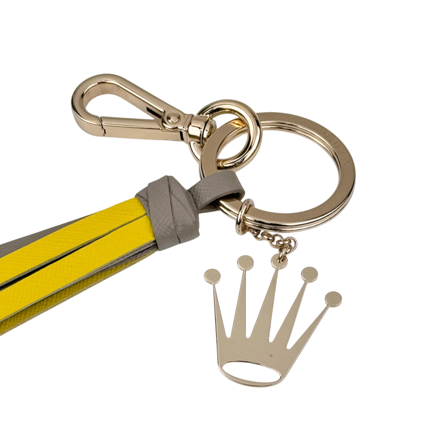 Rolex Schlüsselanhänger Anhänger Gelb Grau keyring keychain key holder yellow