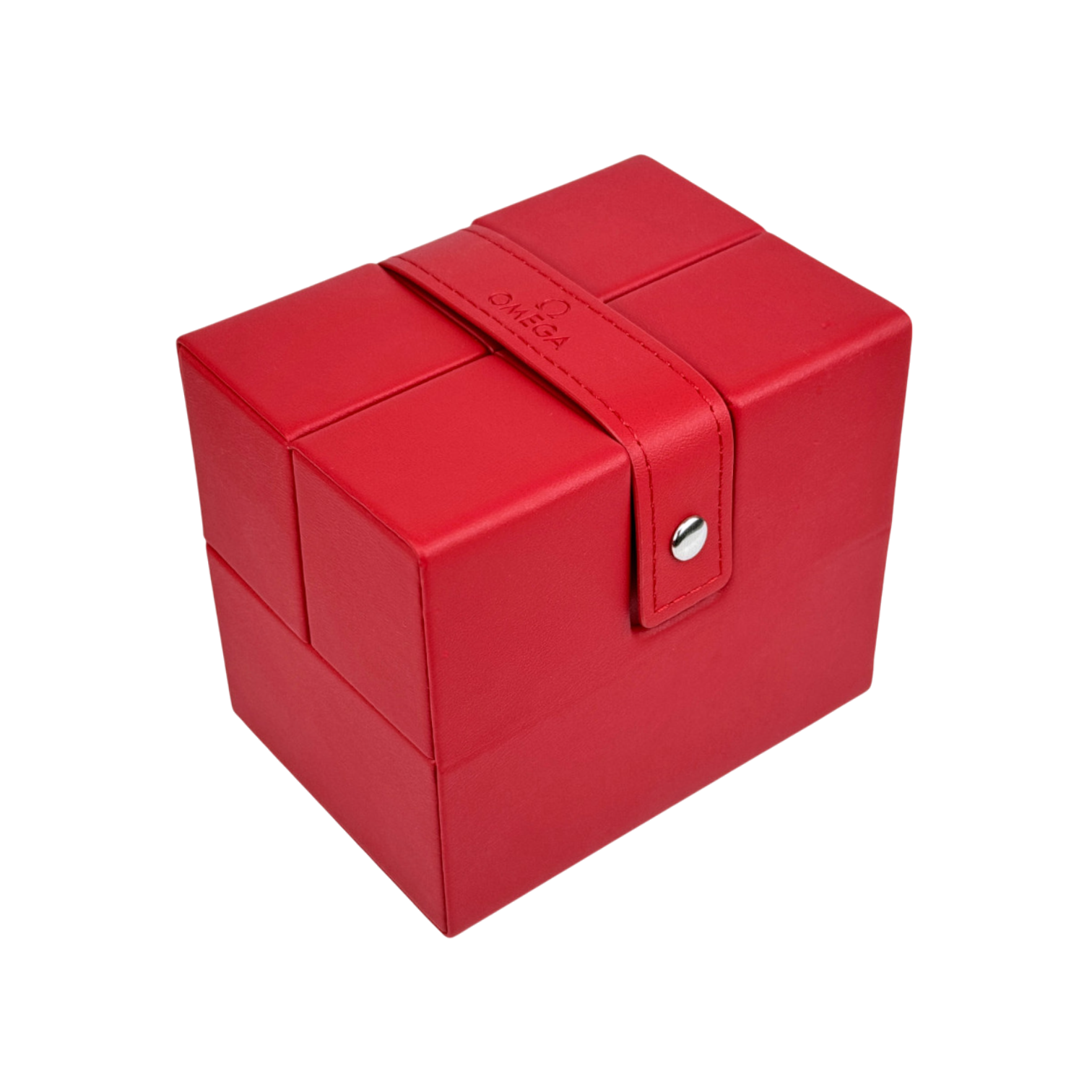Omega Uhrenetui Etui Reiseetui Reisebox Box Roter Schriftzug travel pouch case