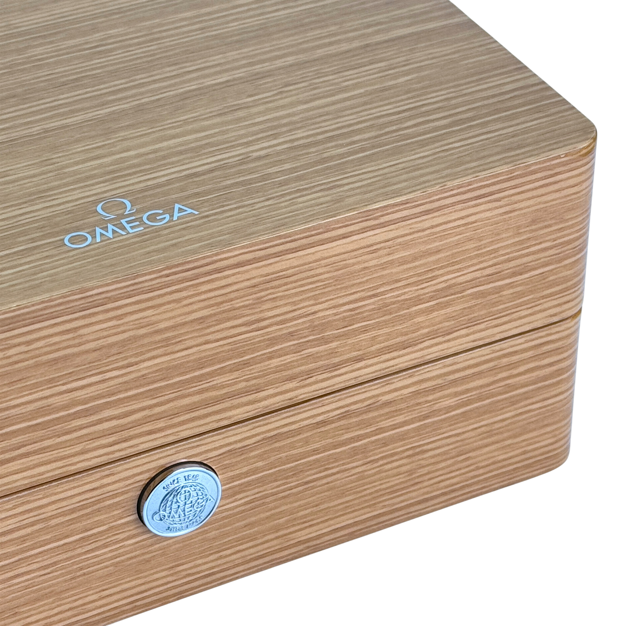 Omega Holz Uhrenbox Box Umkarton Braun wood watch box brown