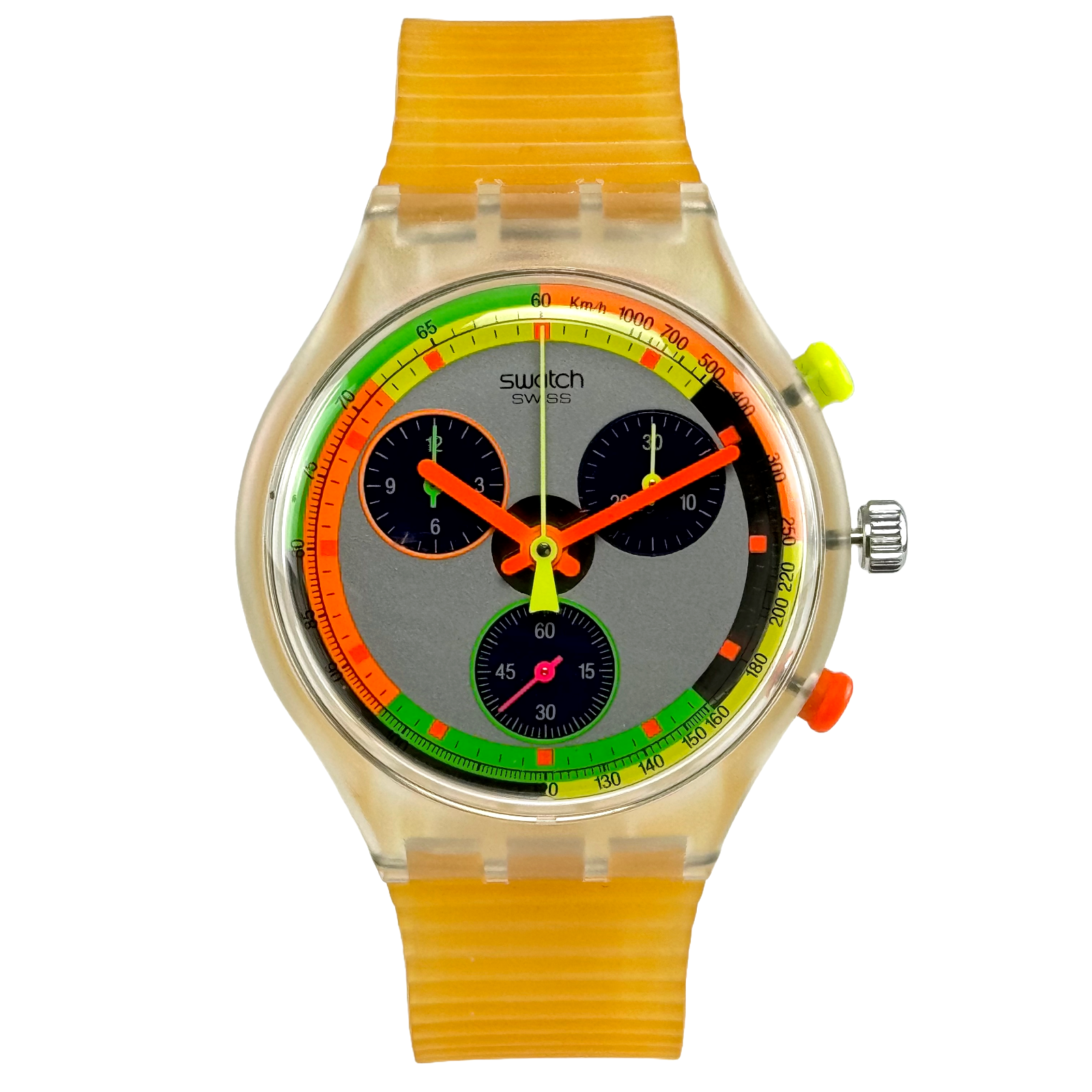  Swatch Vintage Neon Chrono Jelly Stag Armbanduhr Uhr SCK104 1993 mit Box