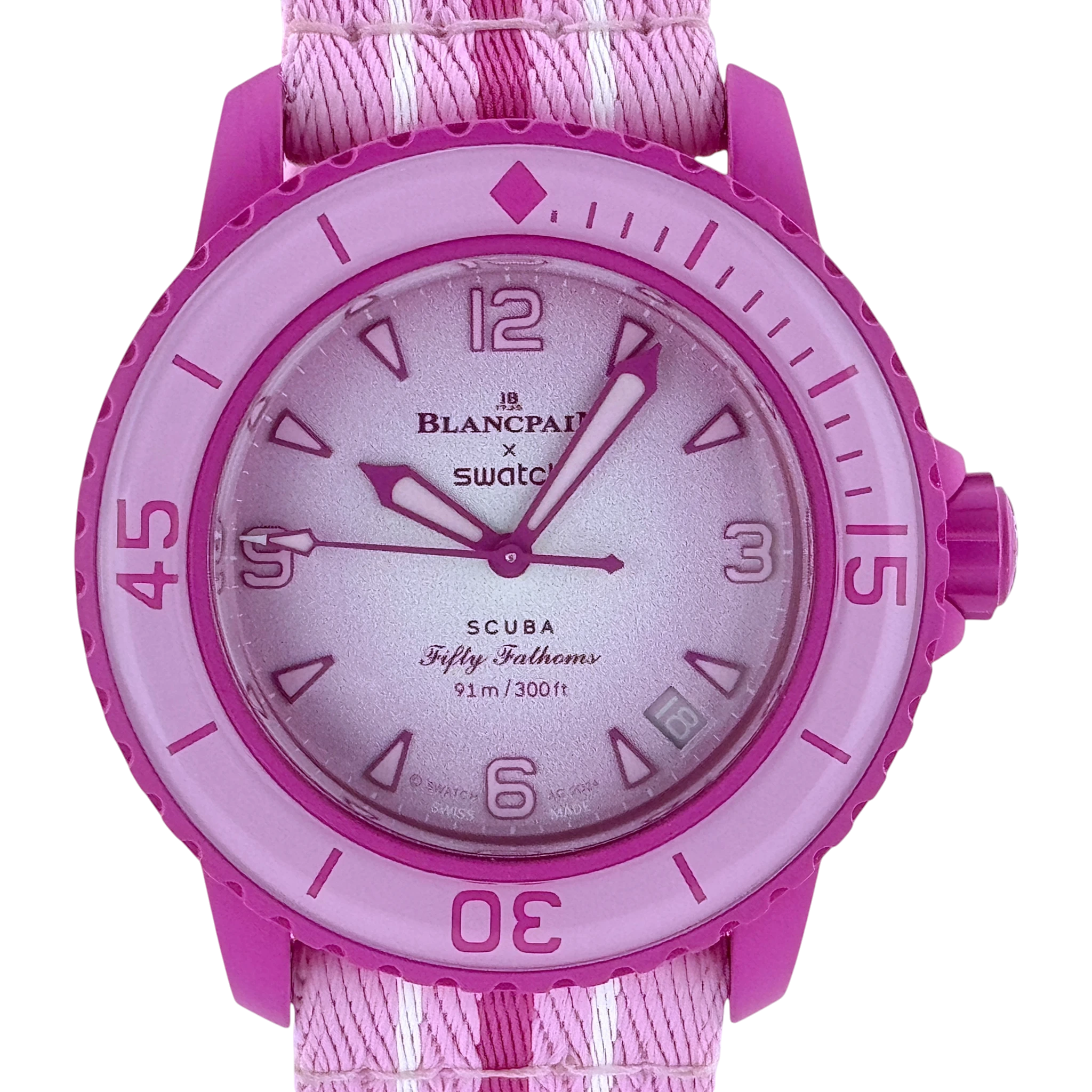Blancpain X Swatch Scuba Fifty Fathoms Pink Ocean Armbanduhr SO35P400