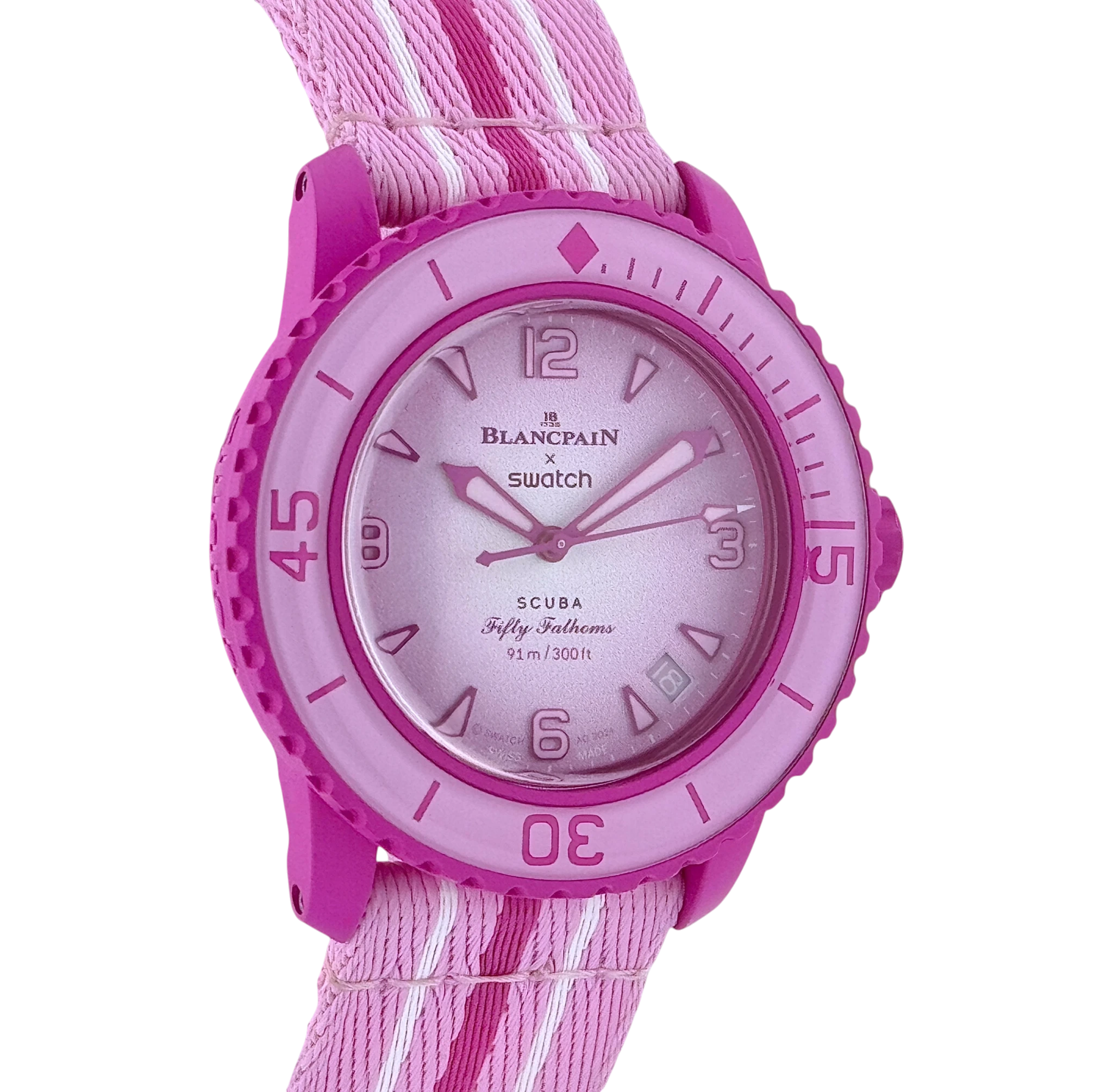 Blancpain X Swatch Scuba Fifty Fathoms Pink Ocean Armbanduhr SO35P400