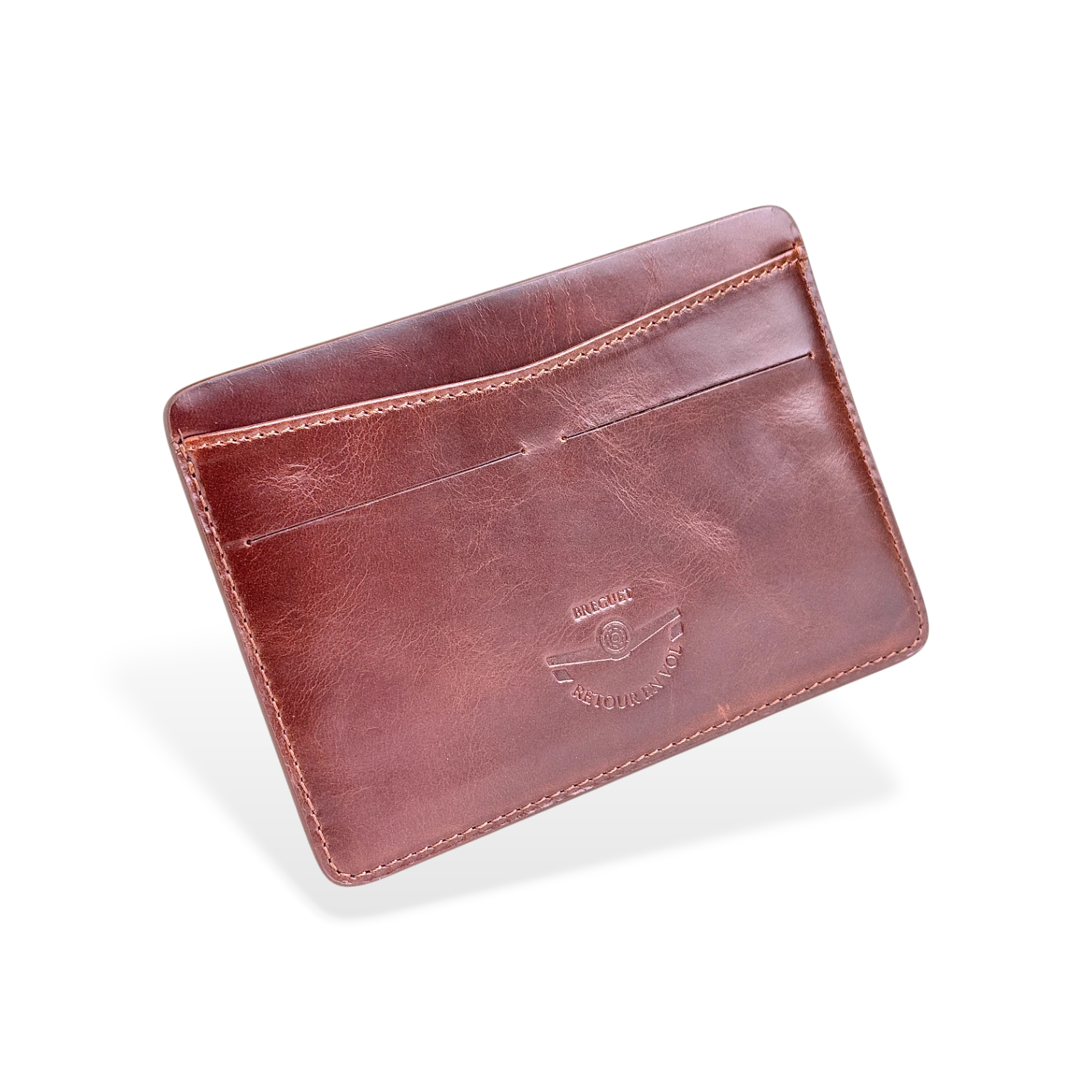 Breguet Leder Kartenetui, Kartenhalter Braun mit Staubbeutel