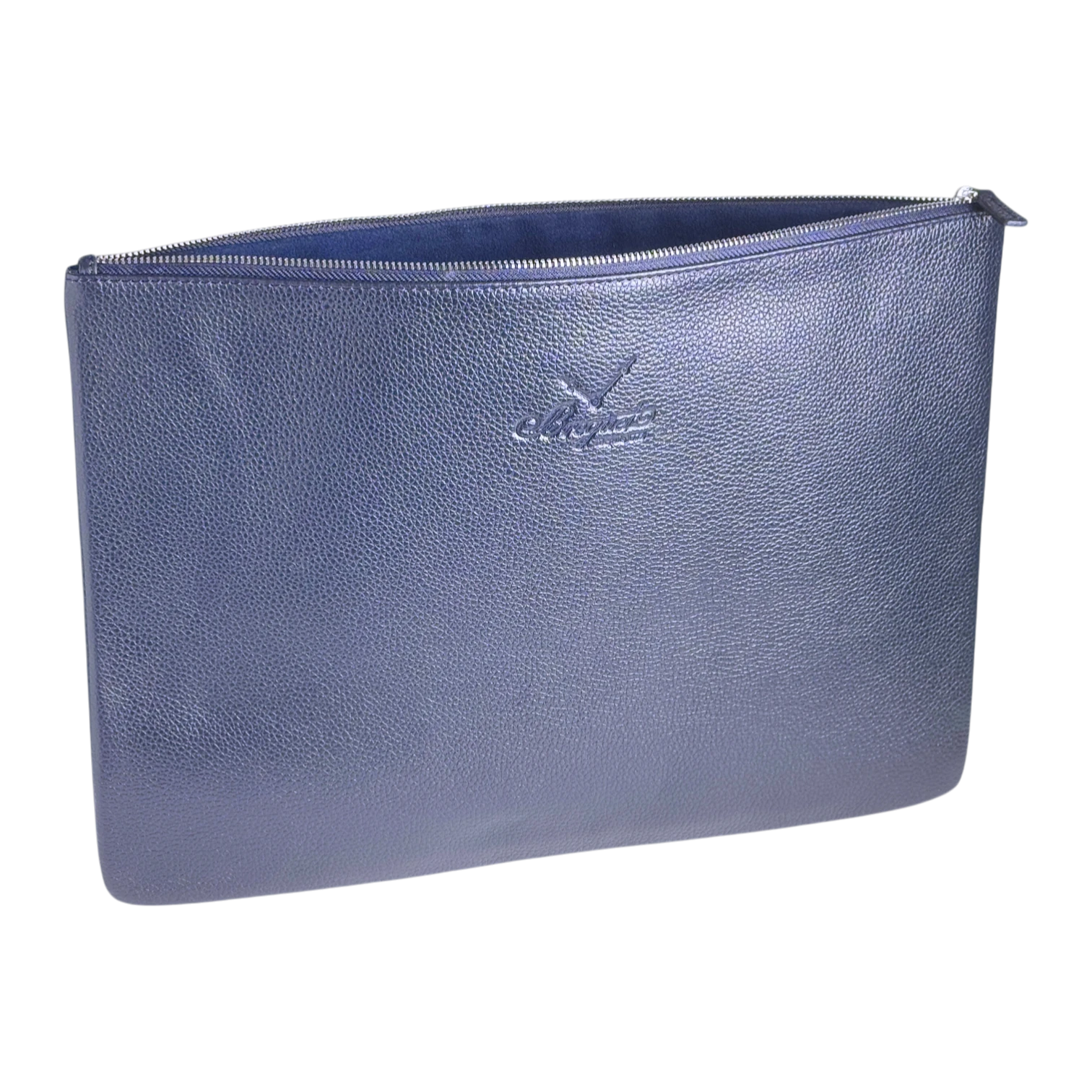  Breguet blaue Dokumententasche, Tasche für Tablets mit Reißverschluss