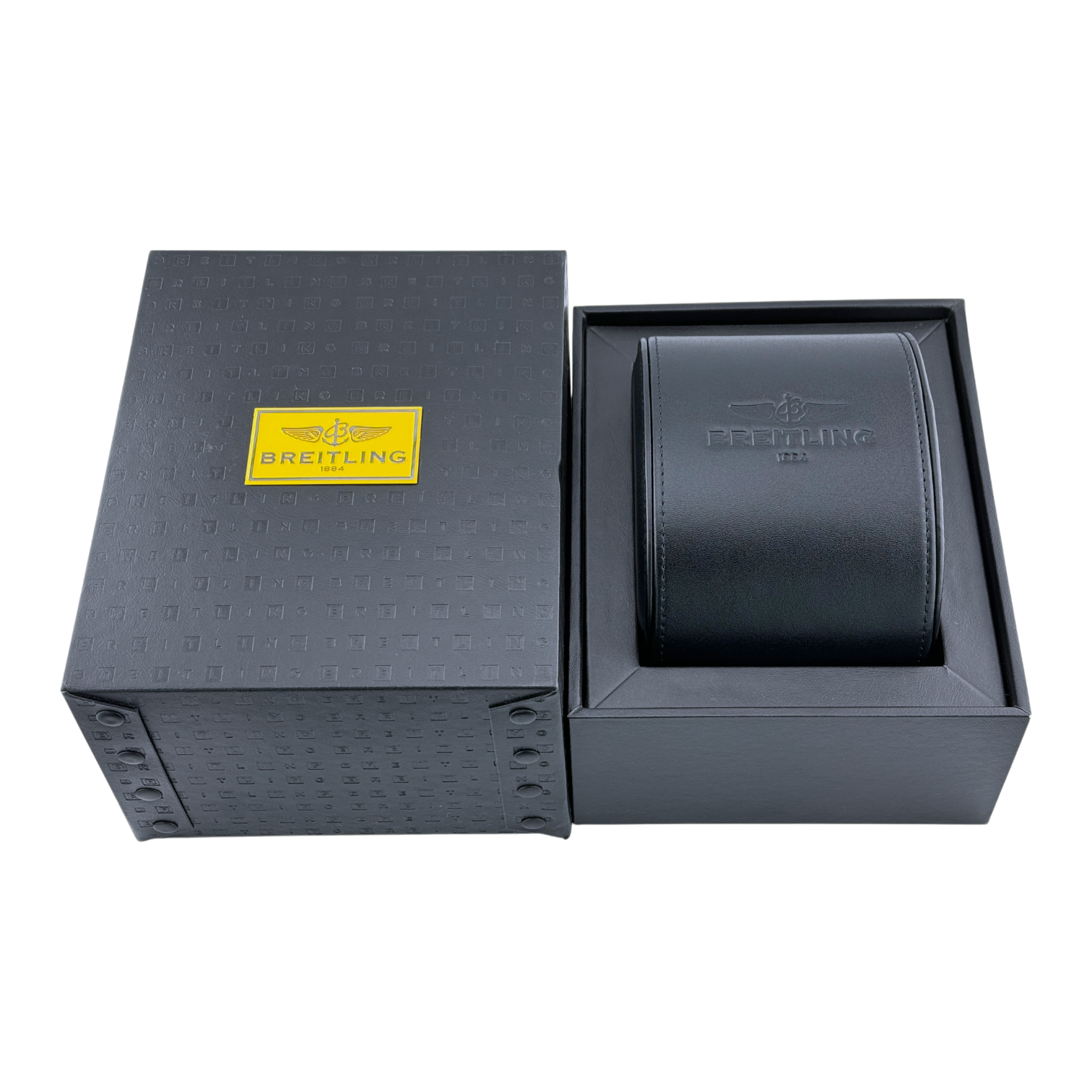 Breitling Uhrenetui Etui Reiseetui Reisebox Echtleder Schwarz travel case pouch