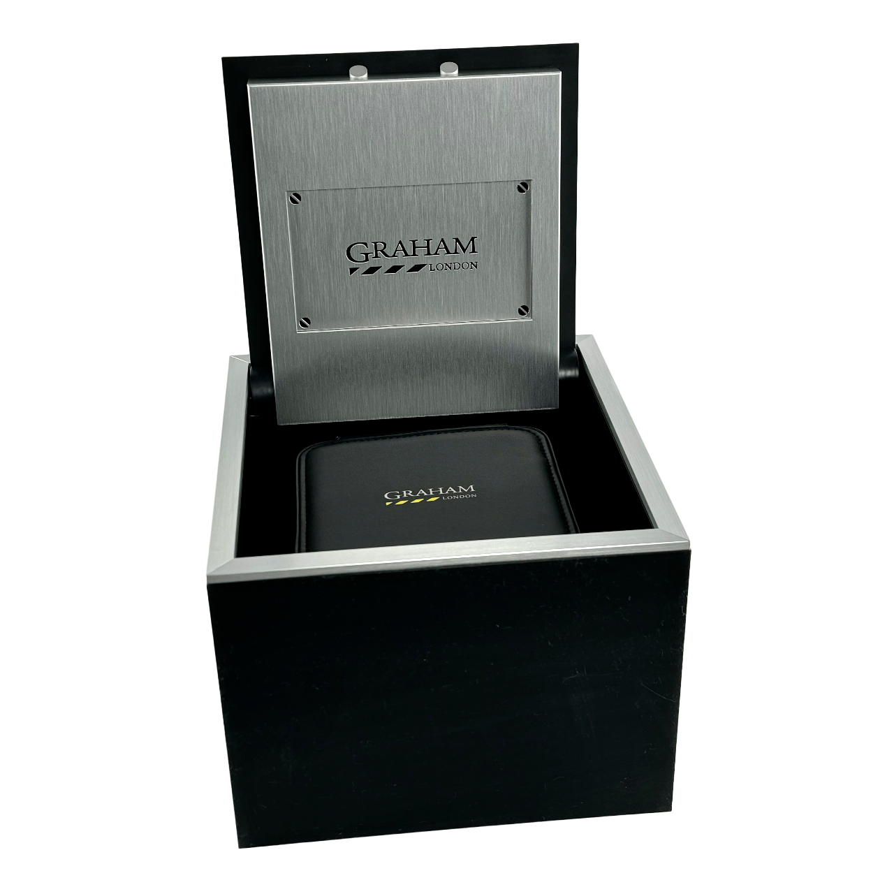 Graham London Box Uhrenbox Karton watch box case mit Etui Schwarz black