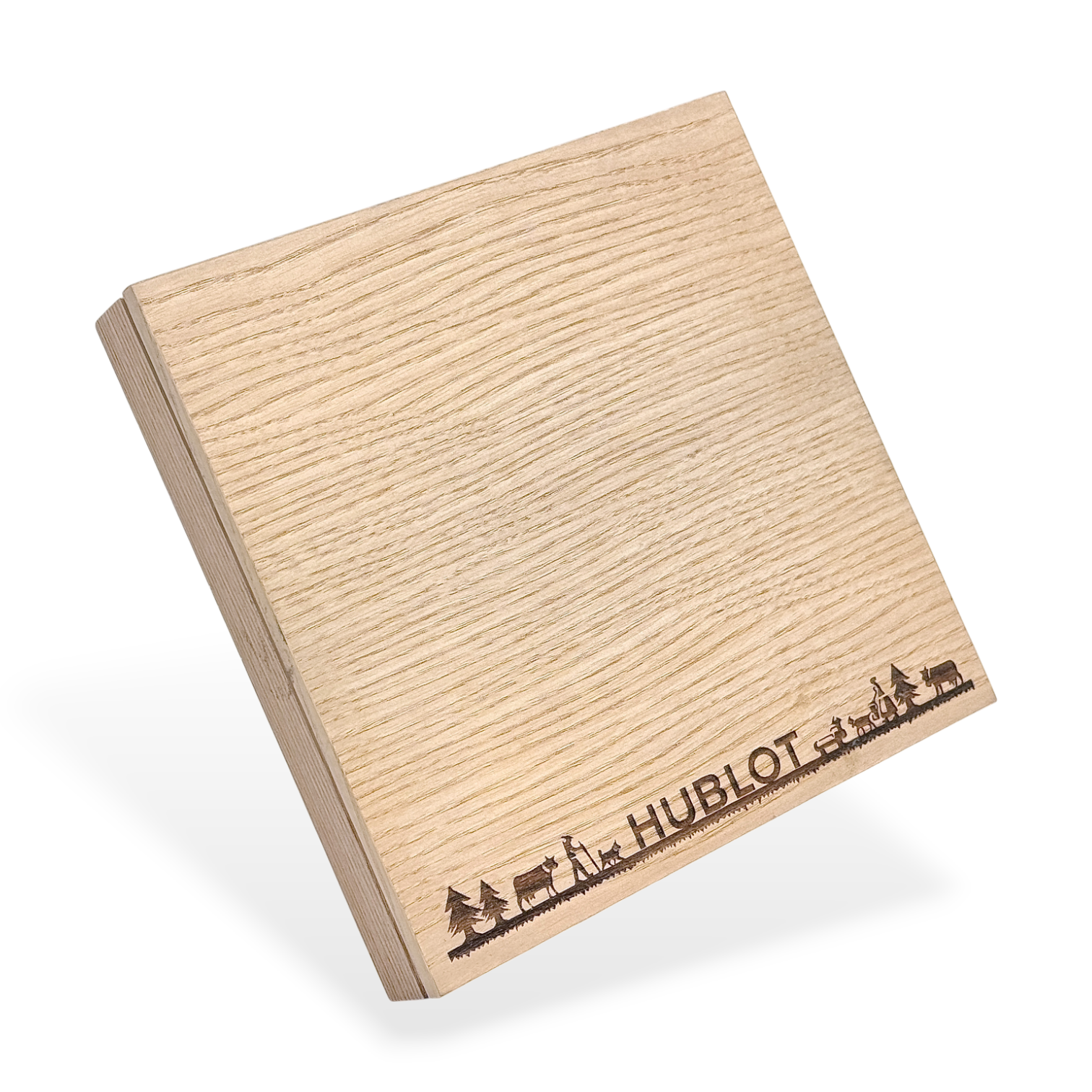 Hublot Holzschachtel Aufbewahrungsbox, Schatulle aus Holz Braun 19x19 cm