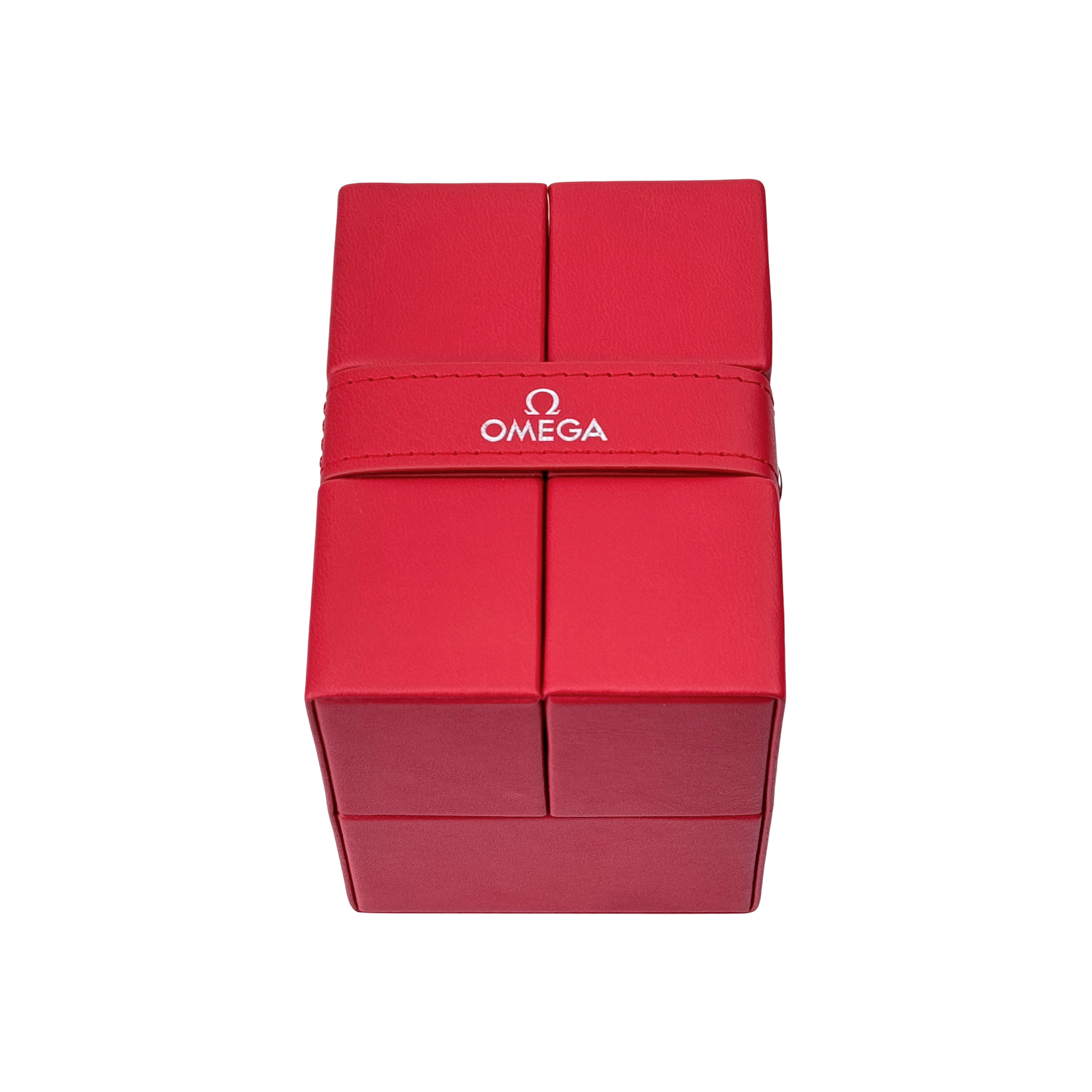 Omega Watch Case Red without Outer Box, Silver Lettering