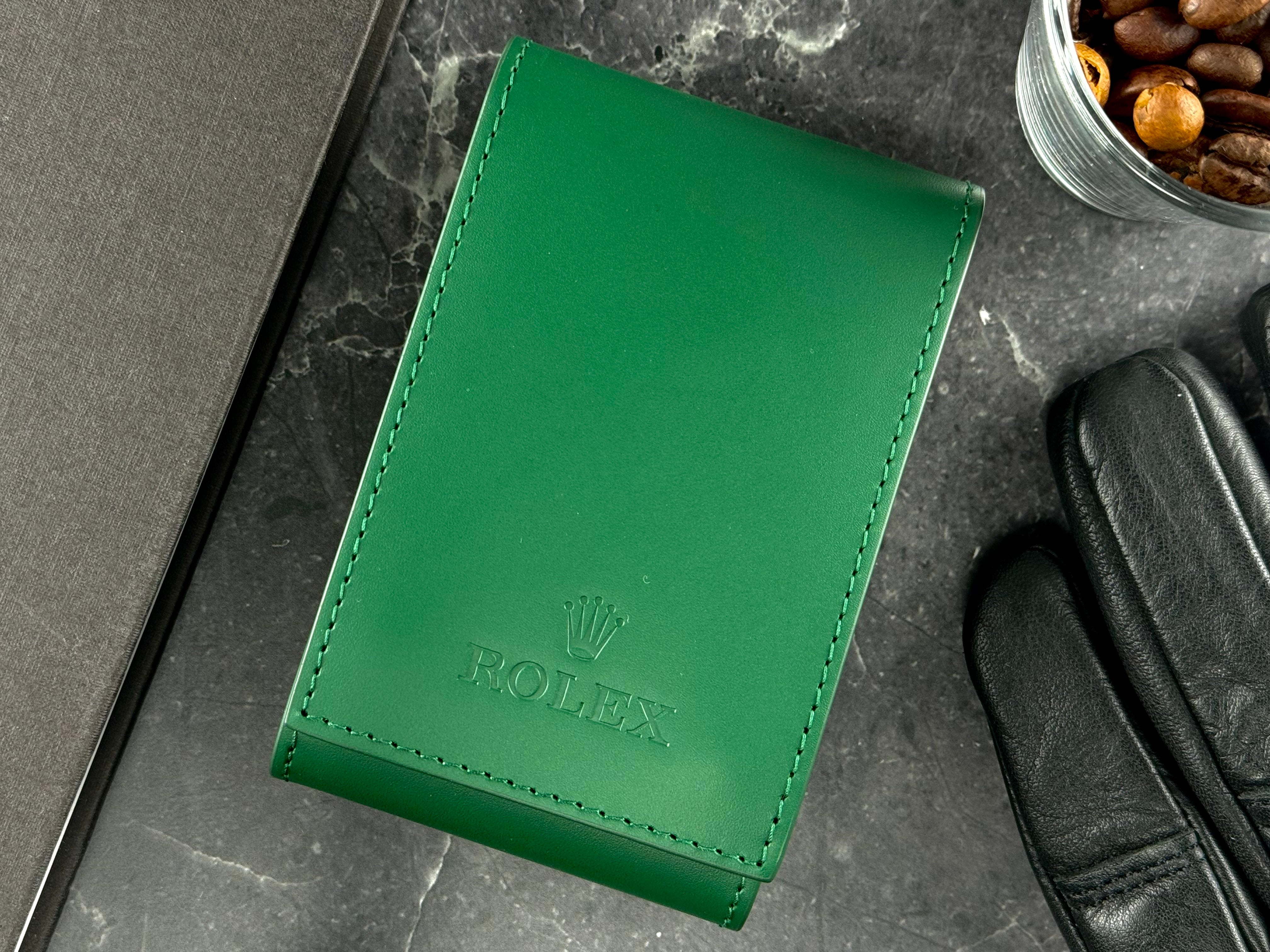 Rolex watch case with green outer box