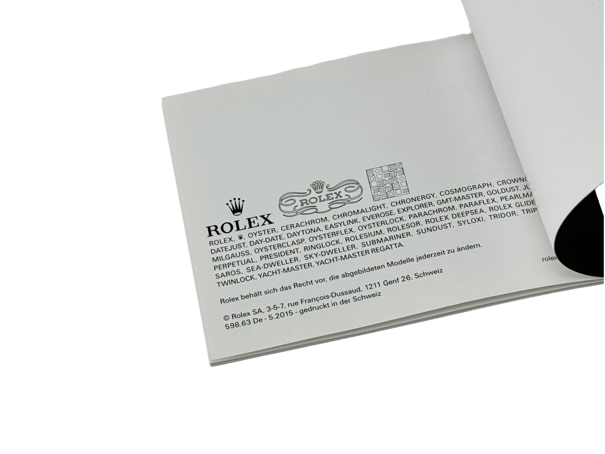 Rolex Yacht-Master Booklet German 05.2015 Ref. 598.63 De